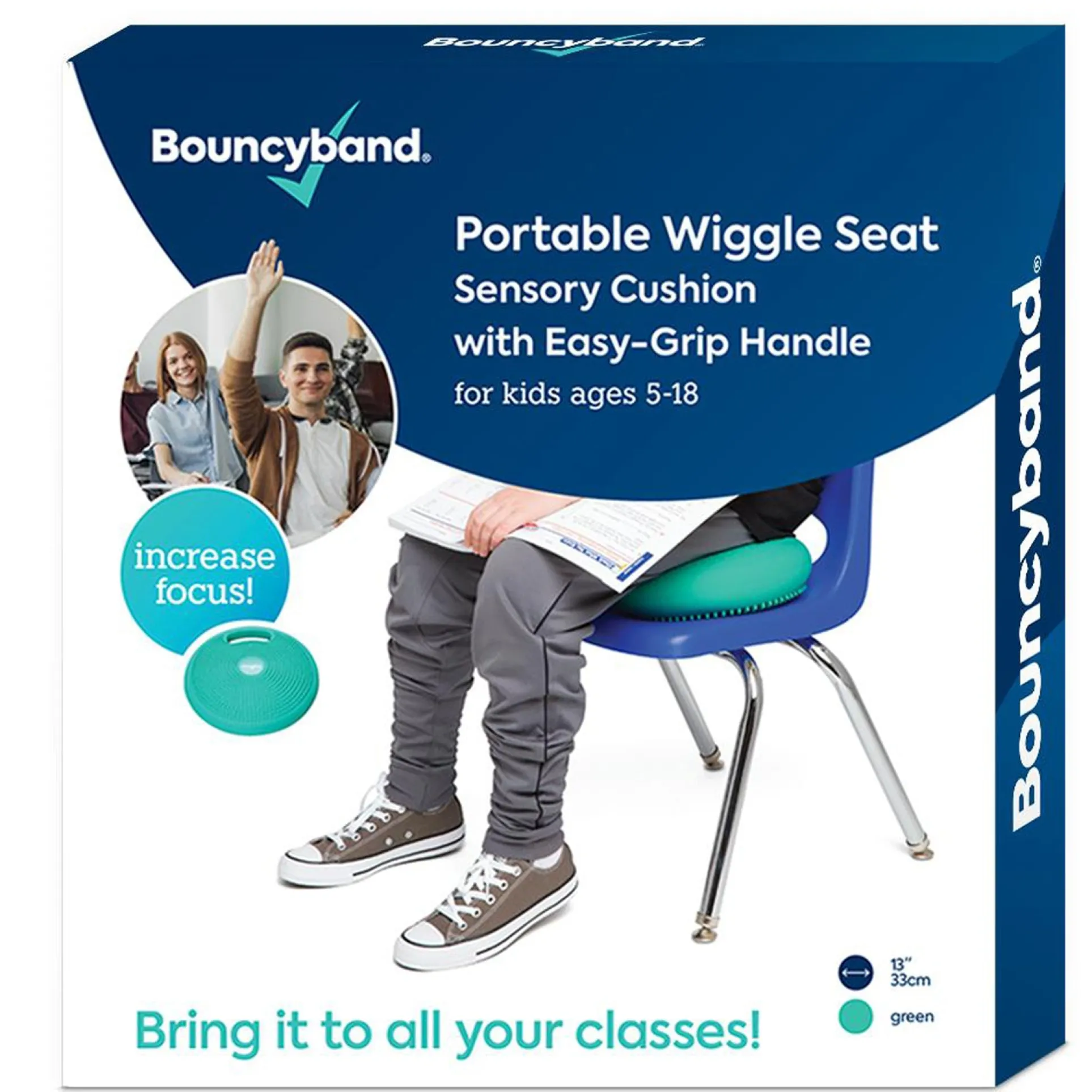 Bouncyband Portable Wiggle Seat Sensory Cushion, Energizing Green
