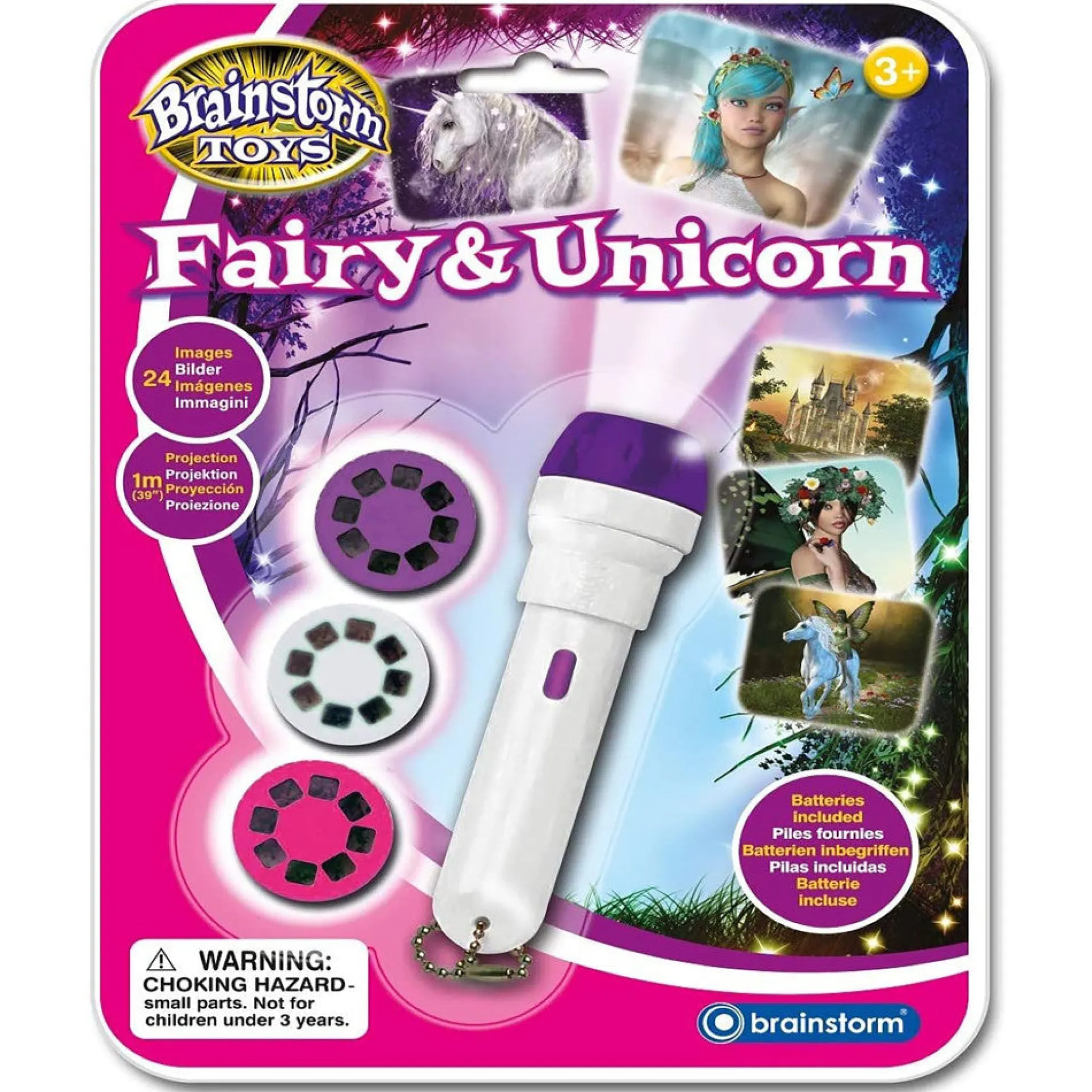 Brainstorm Toys Fairy and Unicorn Flashlight Projector - Magical Imagery - White/Purple