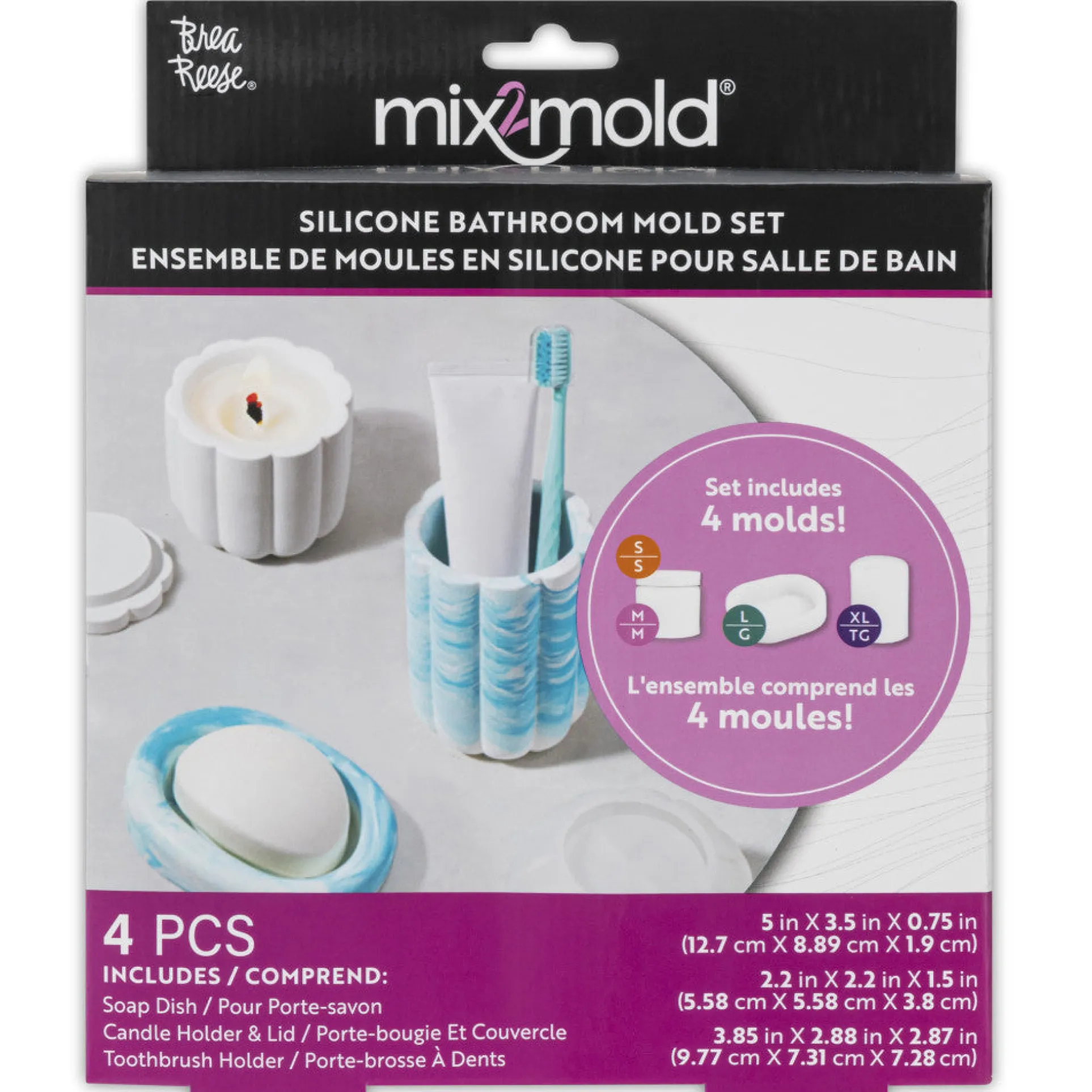 Brea Reese Mix2Mold Designer Bathroom Molds Set - 4pc