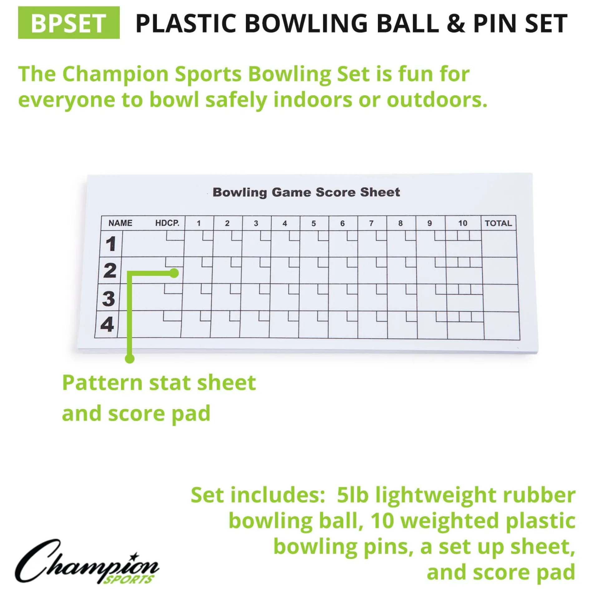 Champion Sports Swirl Bowling Set with Lightweight Ball & Pins