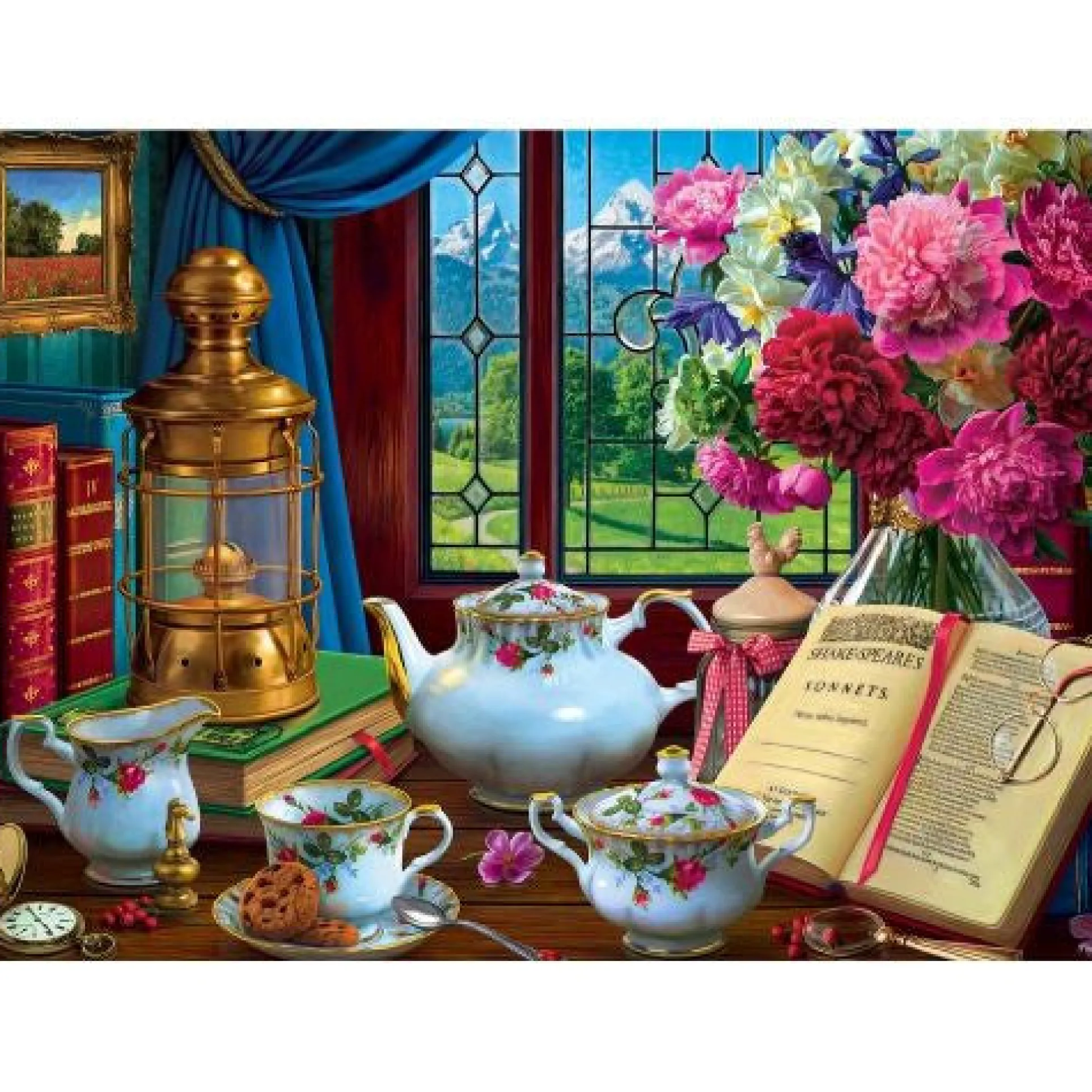 Charming Rose Tea Set Jigsaw Puzzle - 1000 pc