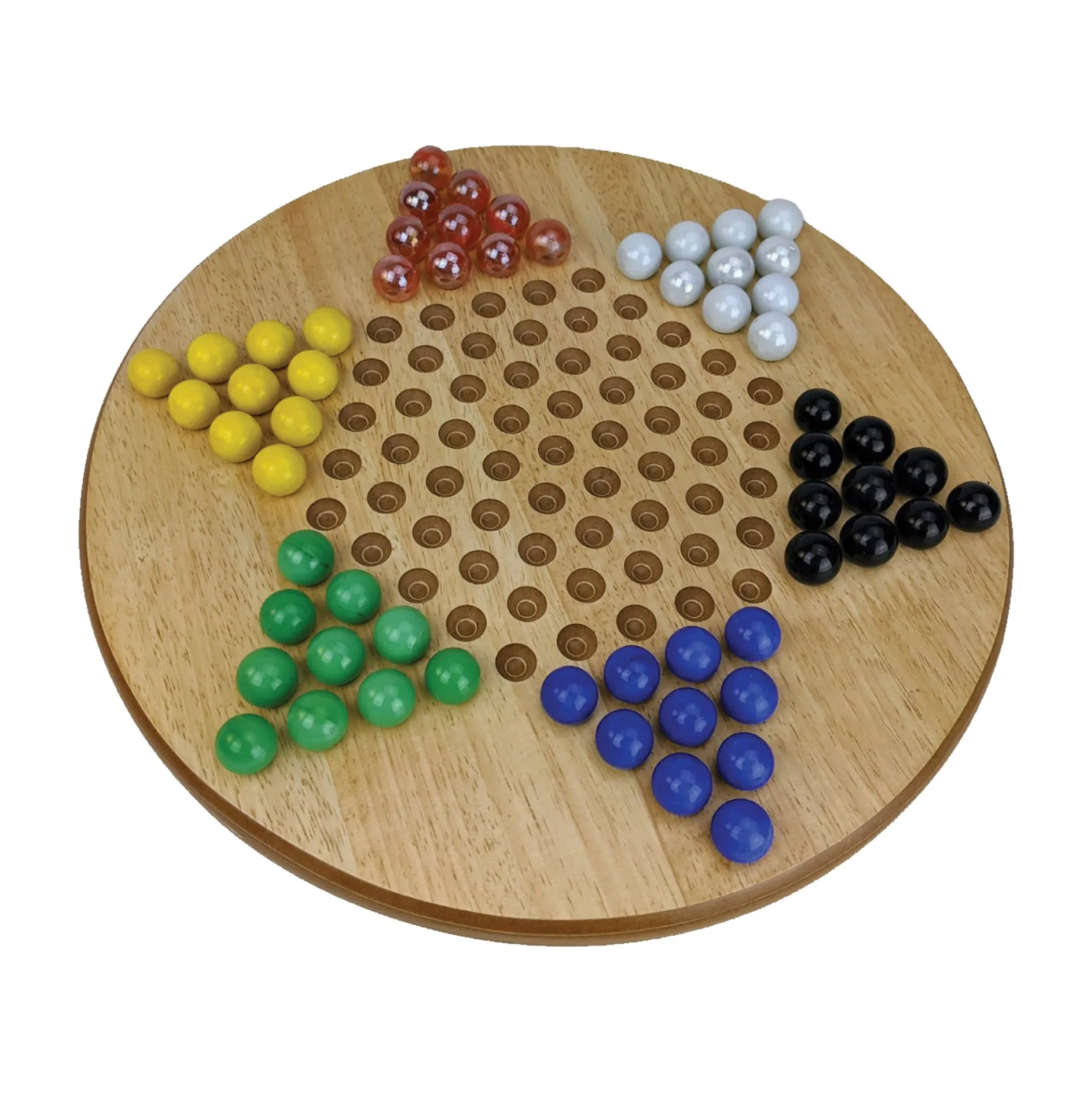 Classic Wooden Chinese Checkers Board Game with Glass Marbles