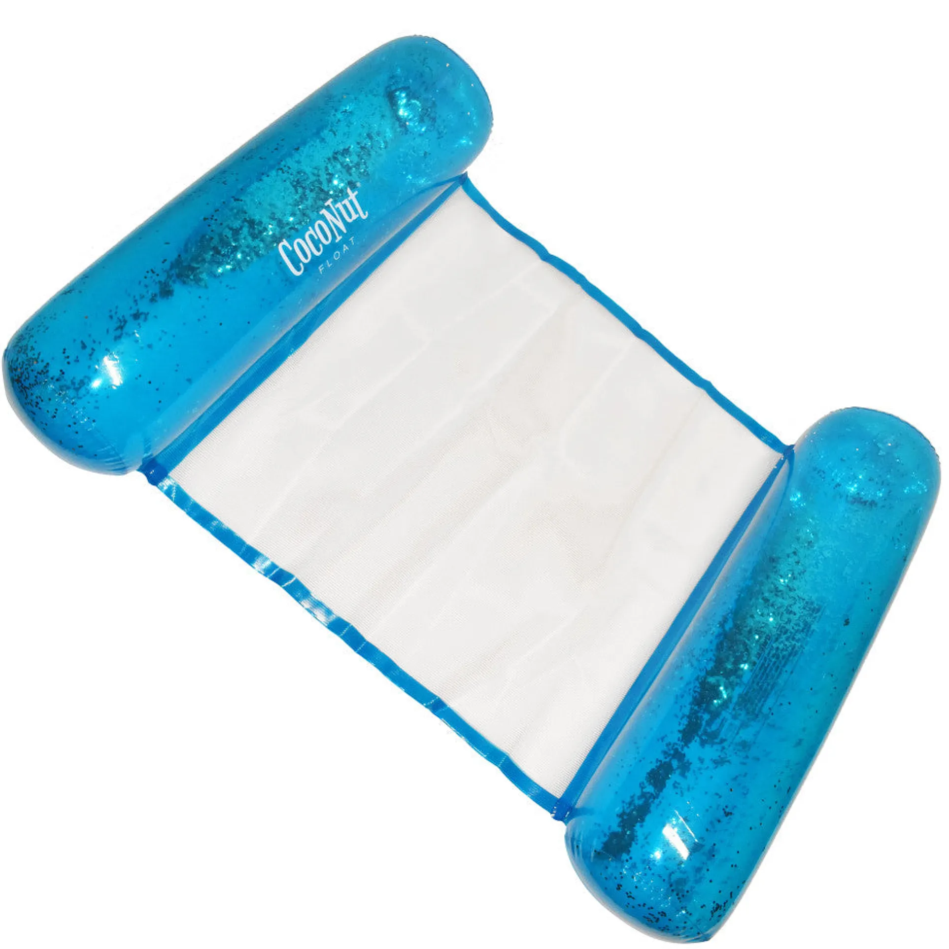 CocoNut Float Blue Glitter Hammock Pool Lounger - 49" x 30" Inflatable Relaxation Chair