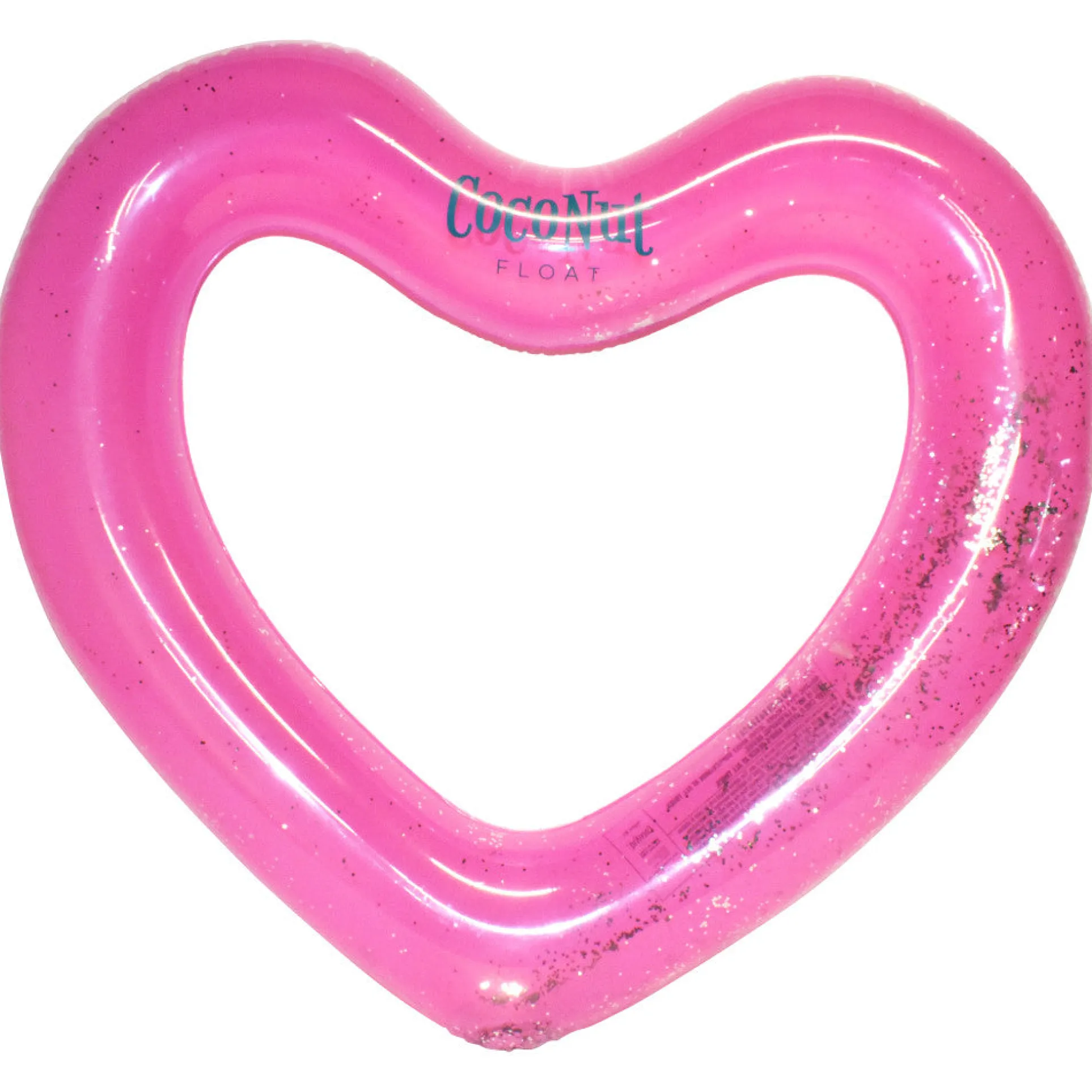 CocoNut Float Pink Glitter Heart Pool Float - Durable 48" Inflatable Water Accessory
