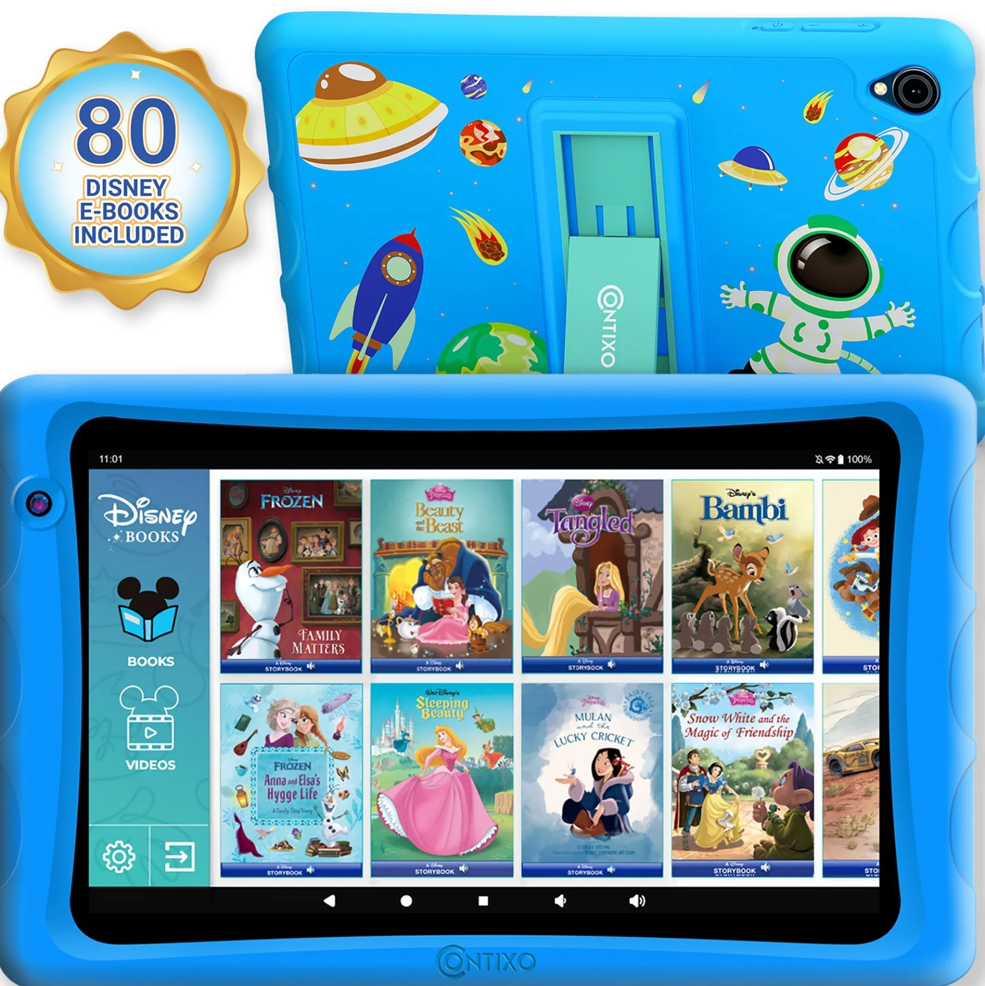 Contixo K80 8-Inch Kids Tablet - Disney eBooks - 2GB + 64GB - Blue