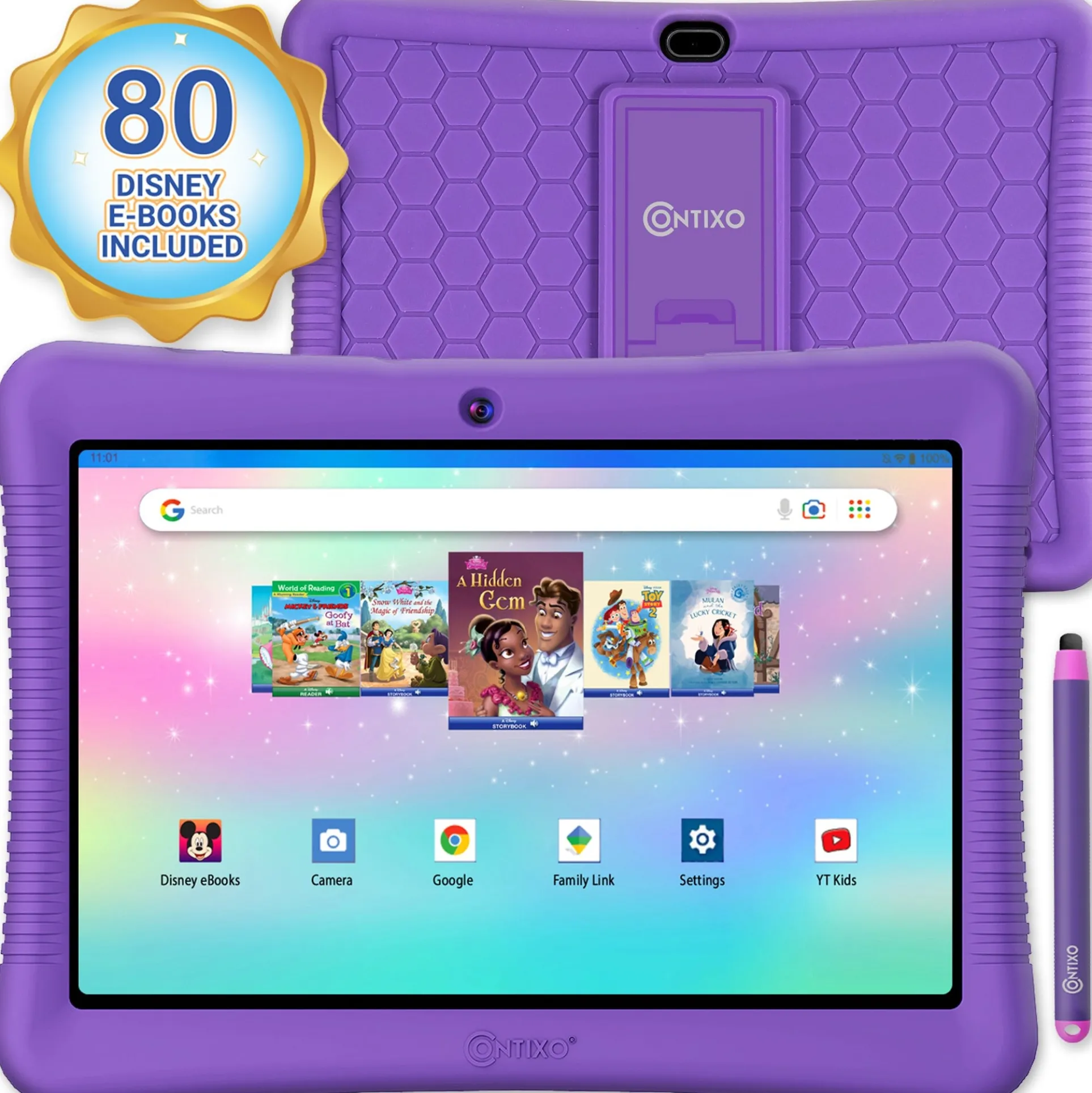Contixo K102 10-Inch Kids 64GB HD Tablet with Disney E-Books - Purple