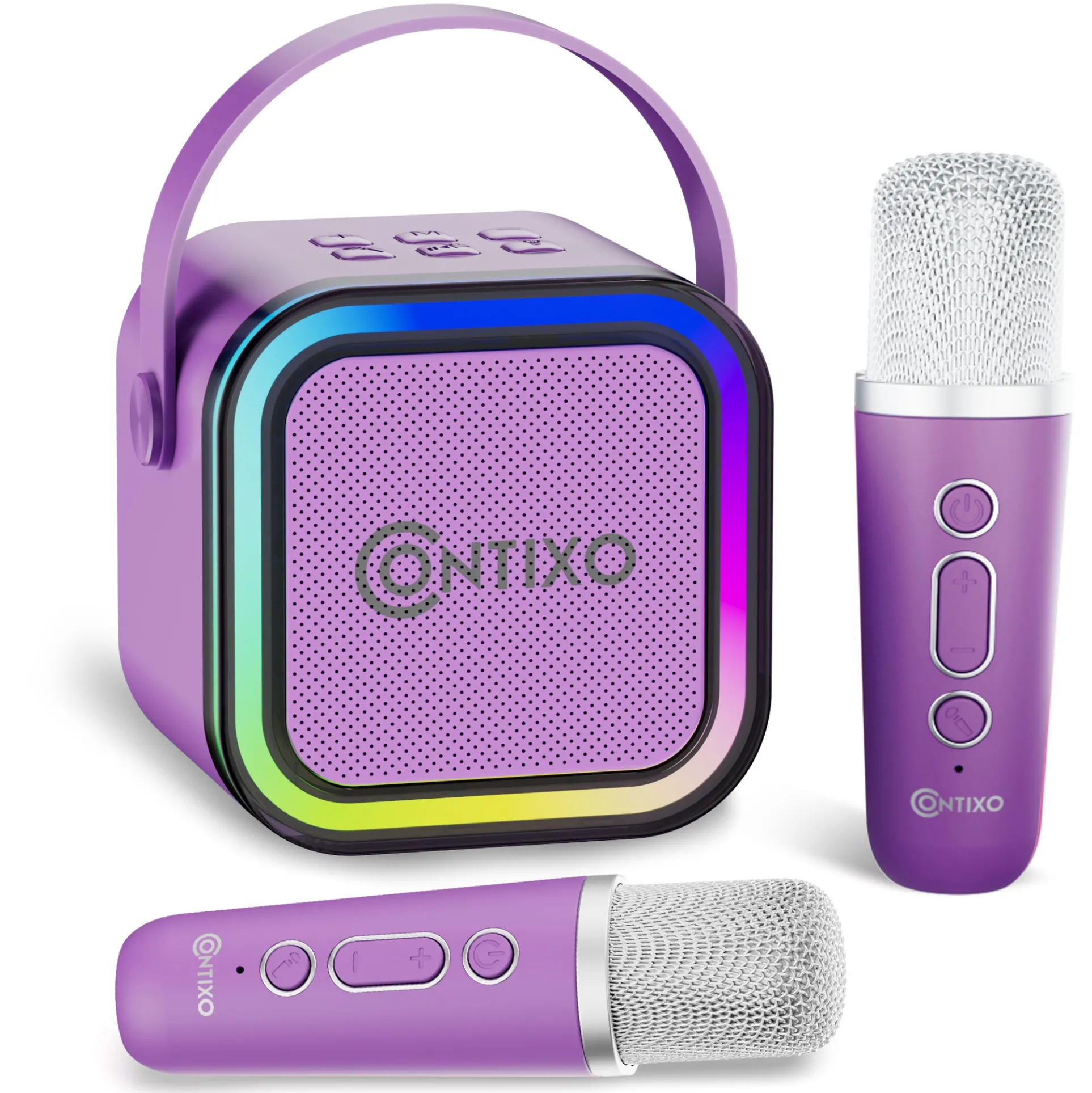 Contixo Mini Karaoke Dynamite | Portable Bluetooth Speaker + Wireless Mics