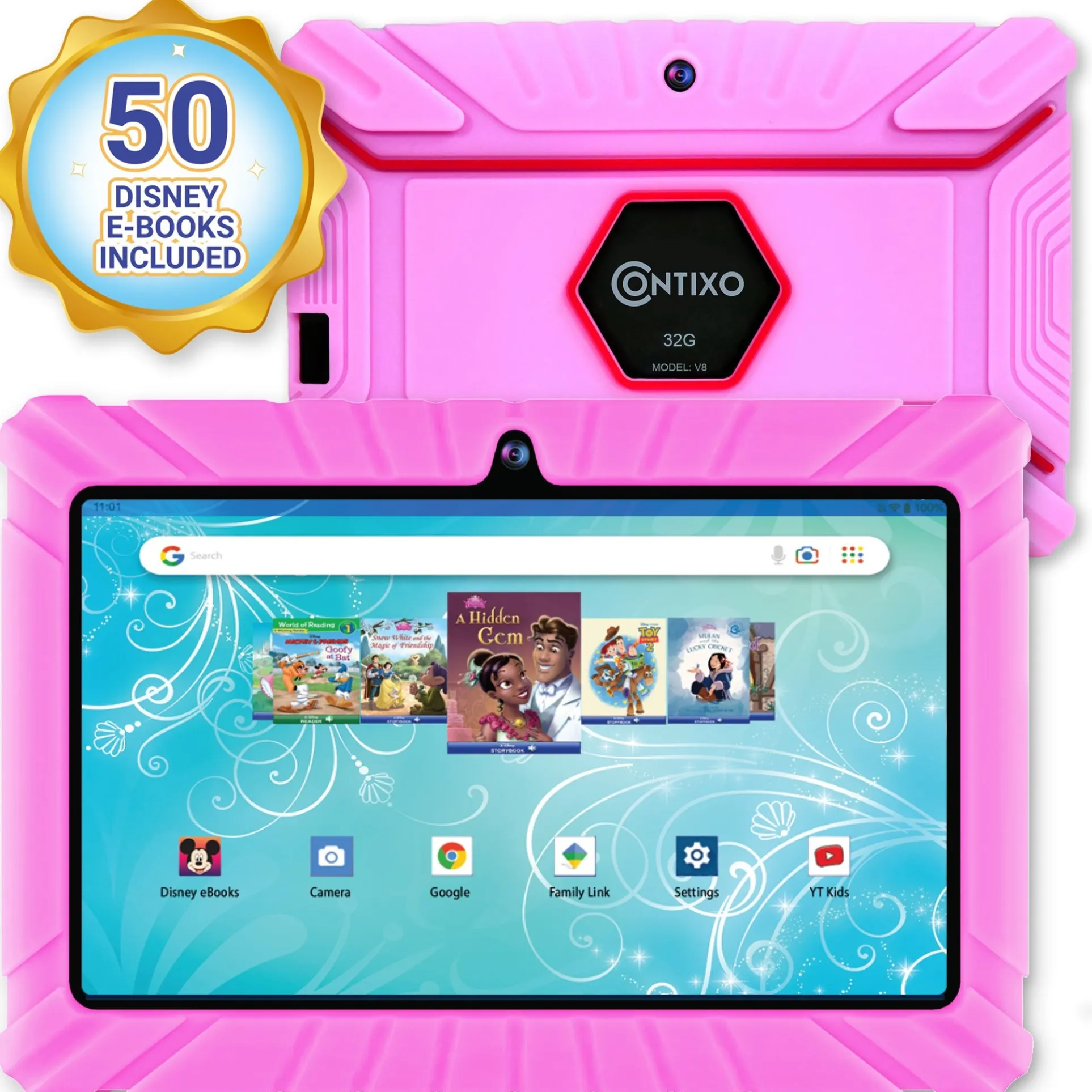 Contixo V8-2 Kids 7" Tablet with Disney eBooks, 32GB - Pink
