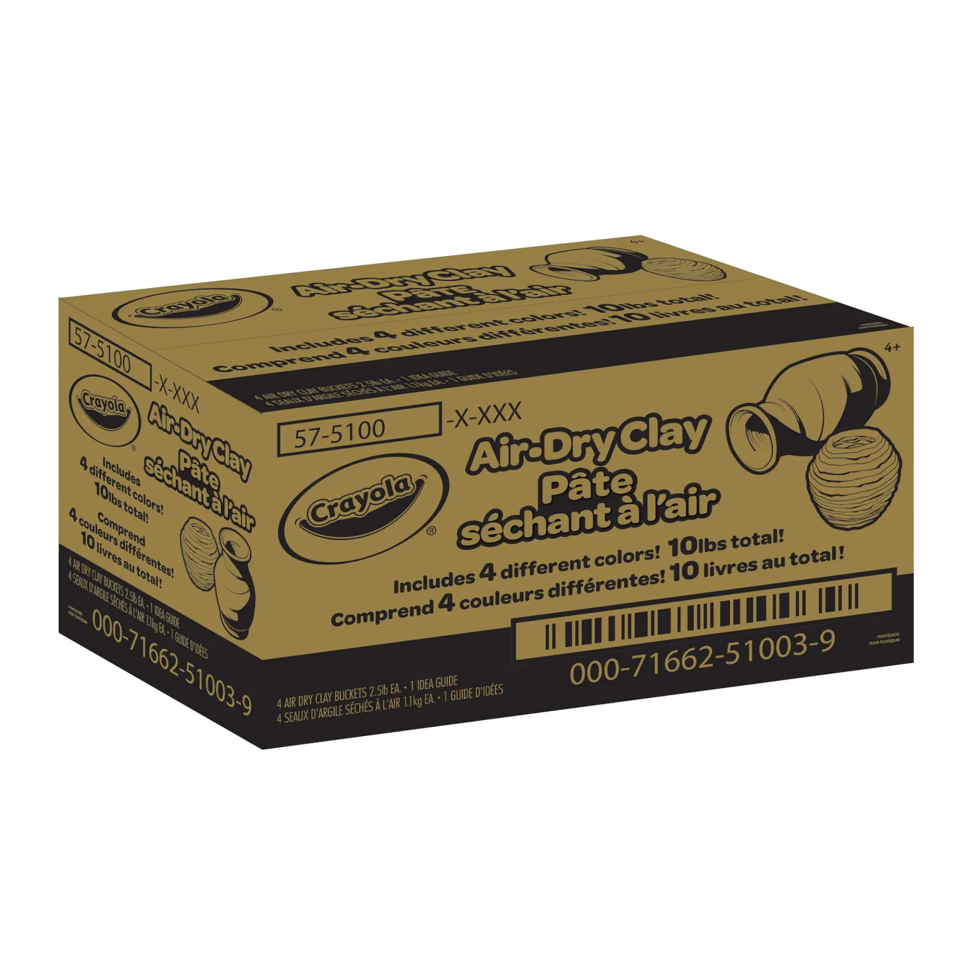 Crayola Air-Dry Clay Rainbow Sculpting Kit - 4 Colors, 2.5lb Each