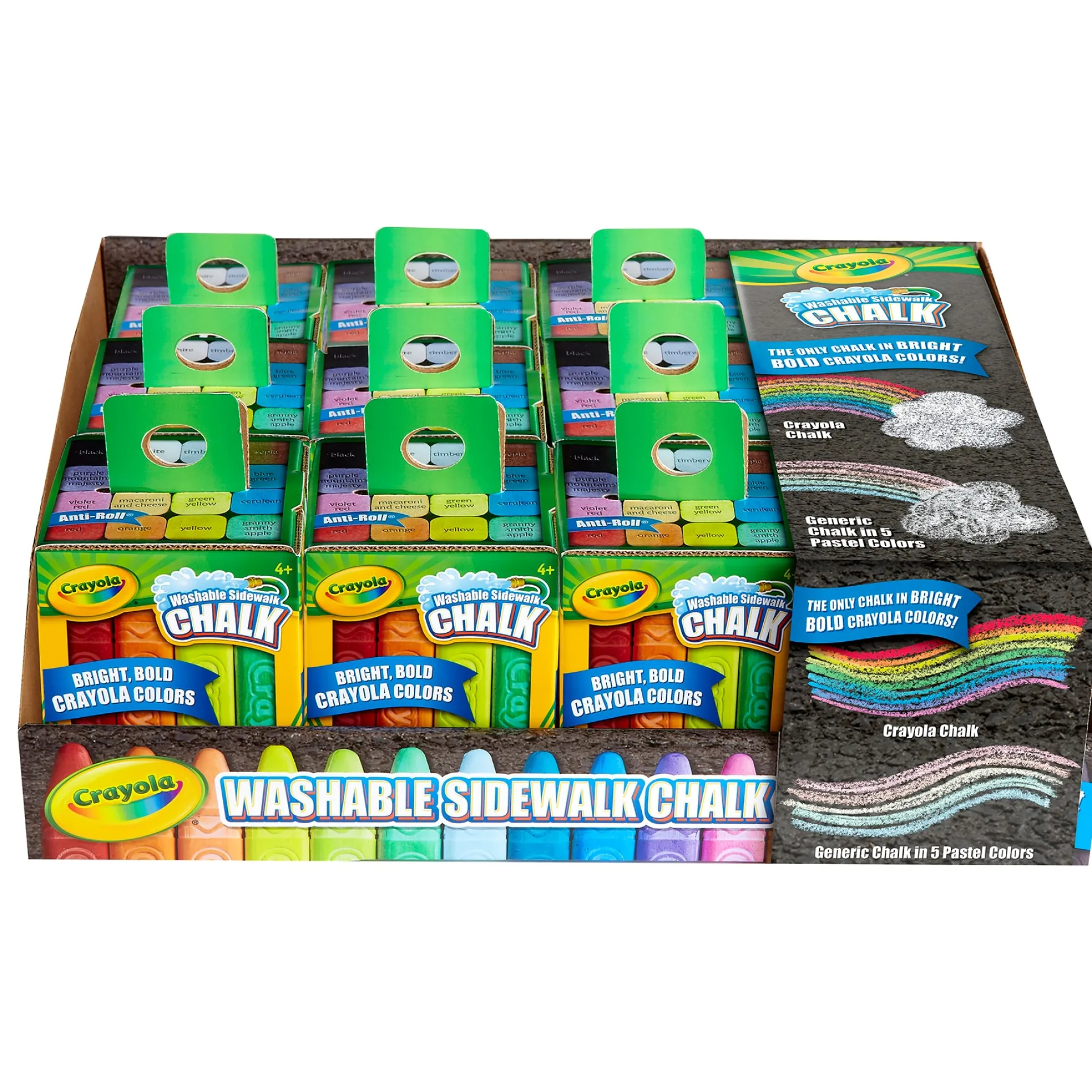 Crayola Washable Sidewalk Chalk Tray - Multi-Colored, 16 Sticks, 12 Packs