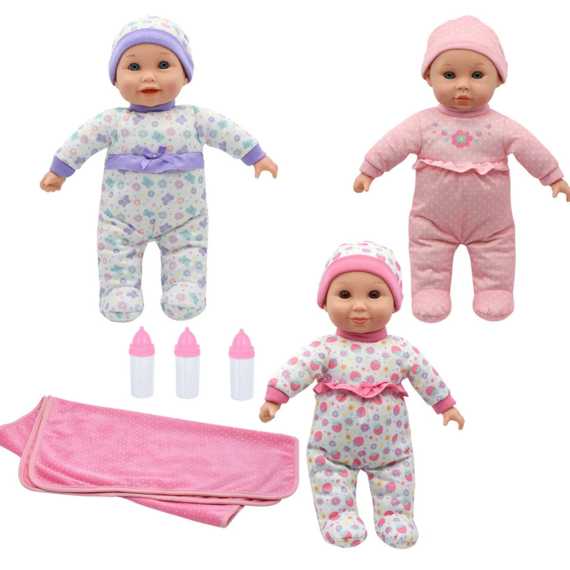 Cuddle Kids 14" Talking Triplets Doll Set - Interactive Pretend Play for Ages 2+