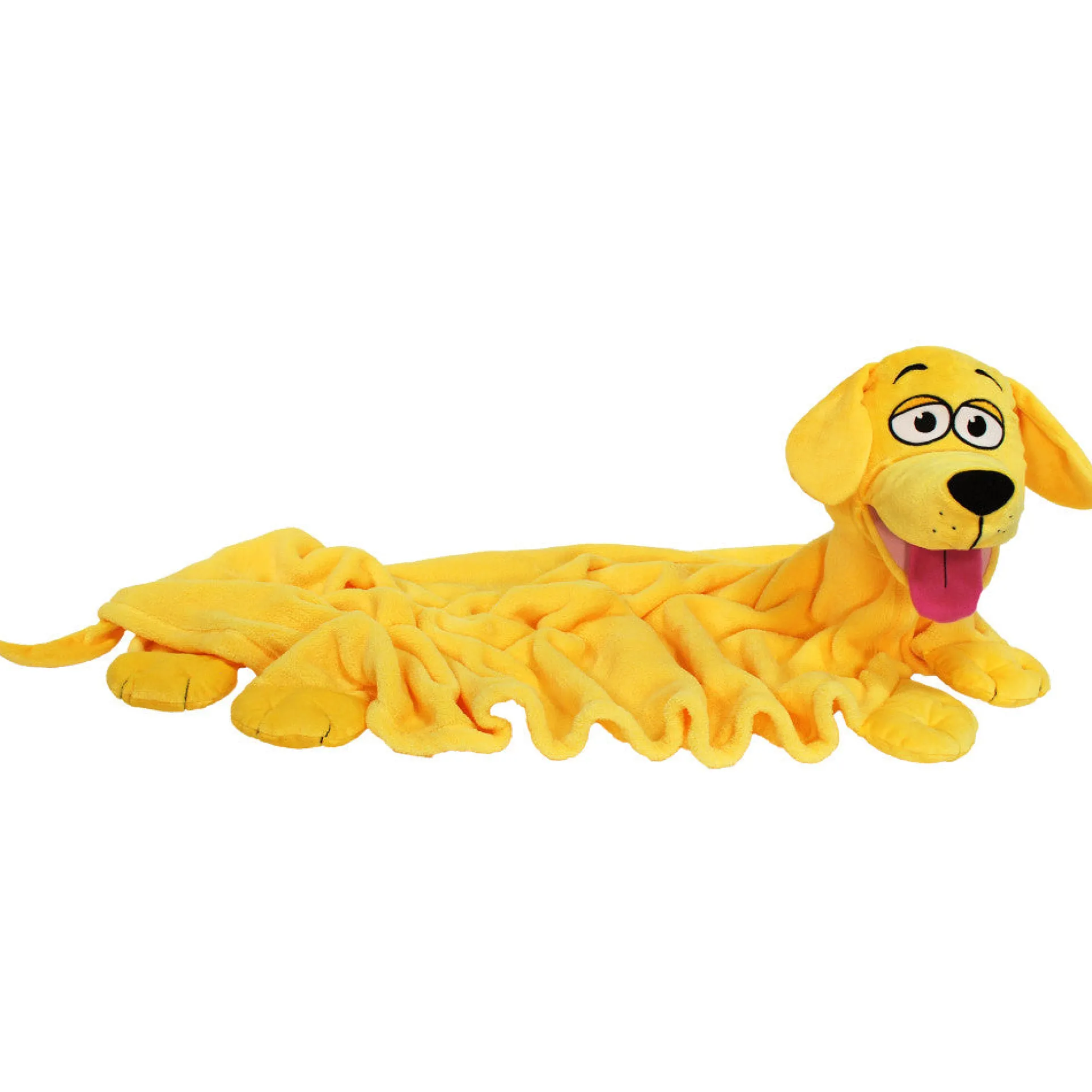 Cuddleuppets Playful Yellow Dog - 2-In-1 Plush Puppet & Blanket