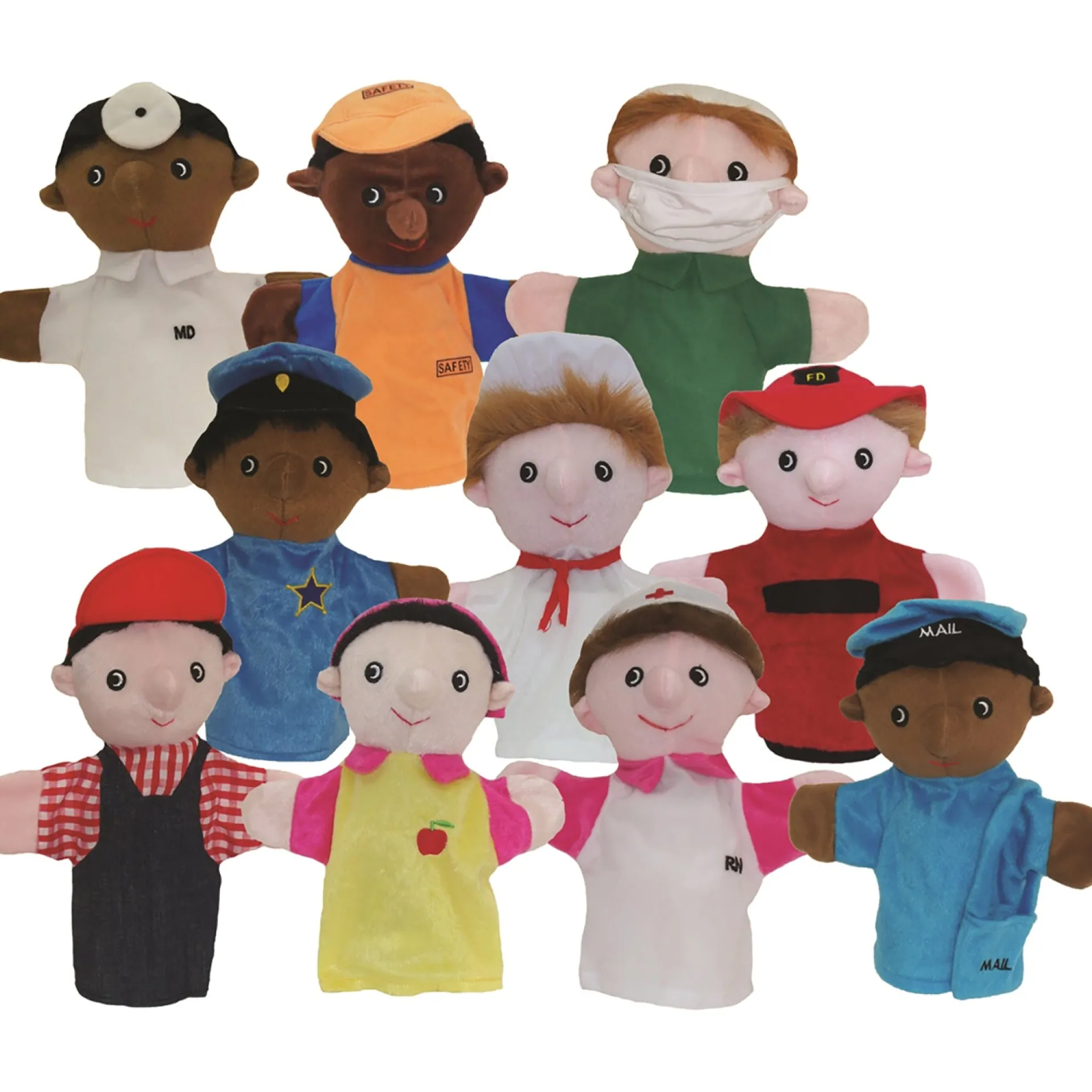 Get Ready Kids Multicultural Community Helper Puppet Set, 10 Pieces