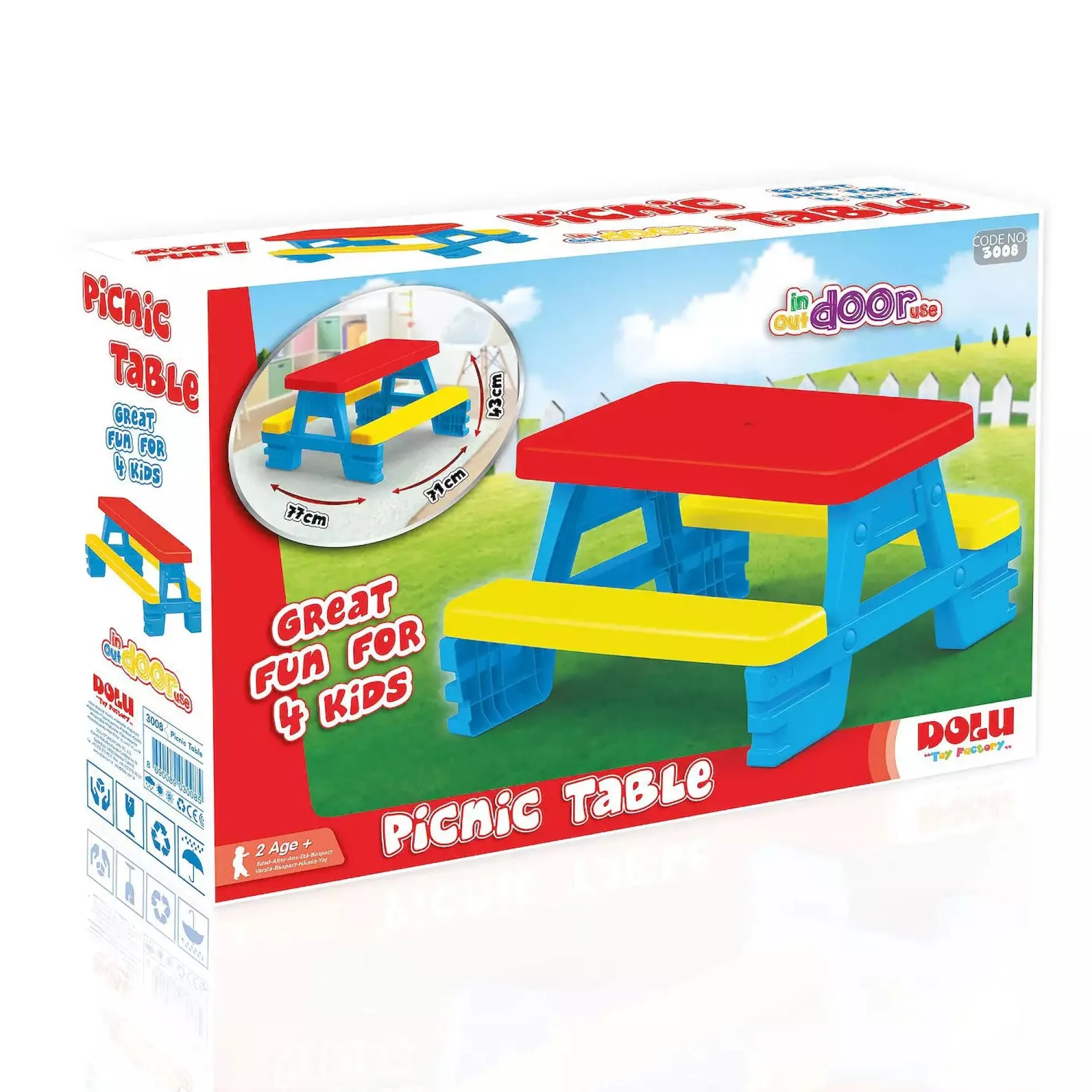 Dolu Colorful Kids' Picnic Table Set for 4 - Multi-Color