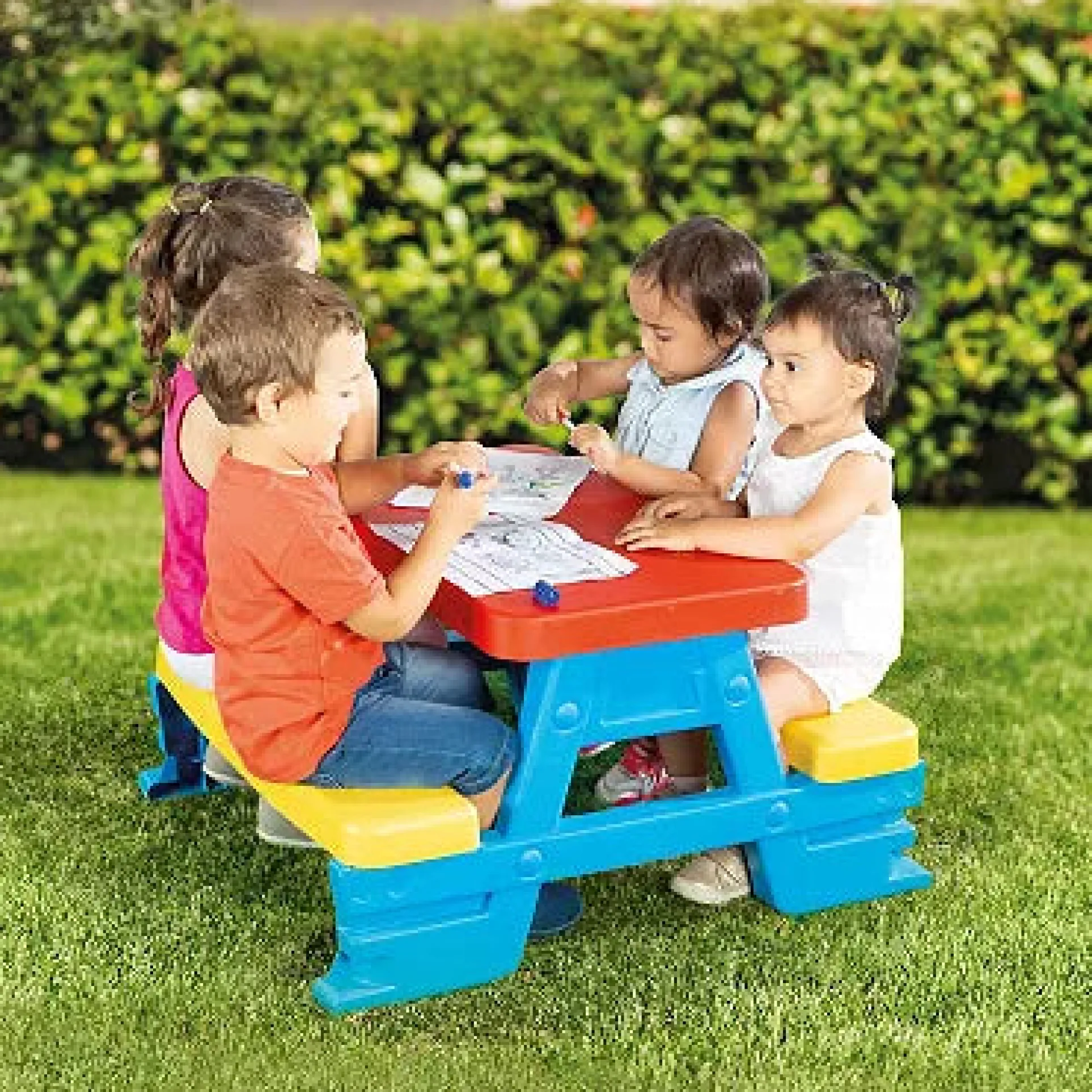 Dolu Colorful Kids' Picnic Table Set for 4 - Multi-Color