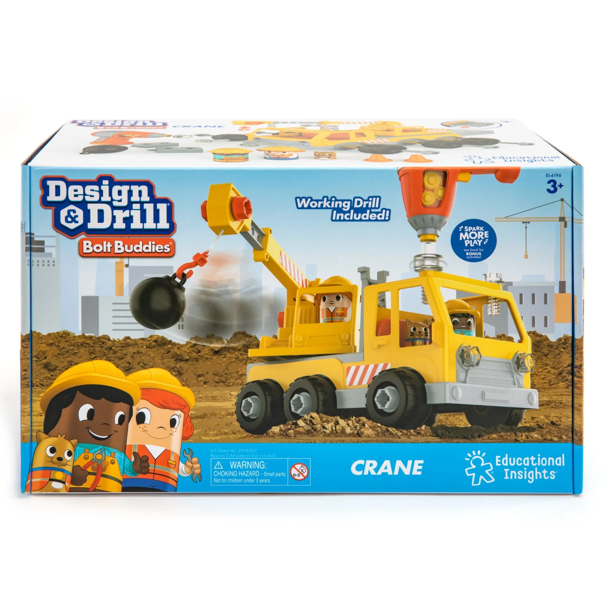 Educational Insights Design & Drill Bolt Buddies Crane - Interactive Construction Toy