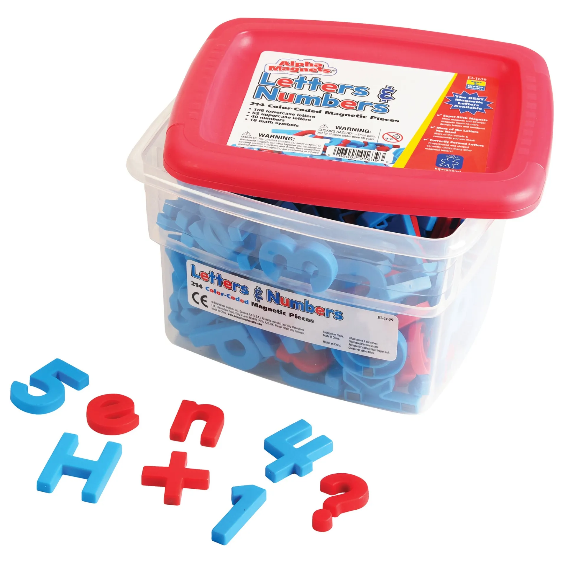 Educational Insights AlphaMagnets & MathMagnets - Color-Coded Set - 214 Pieces