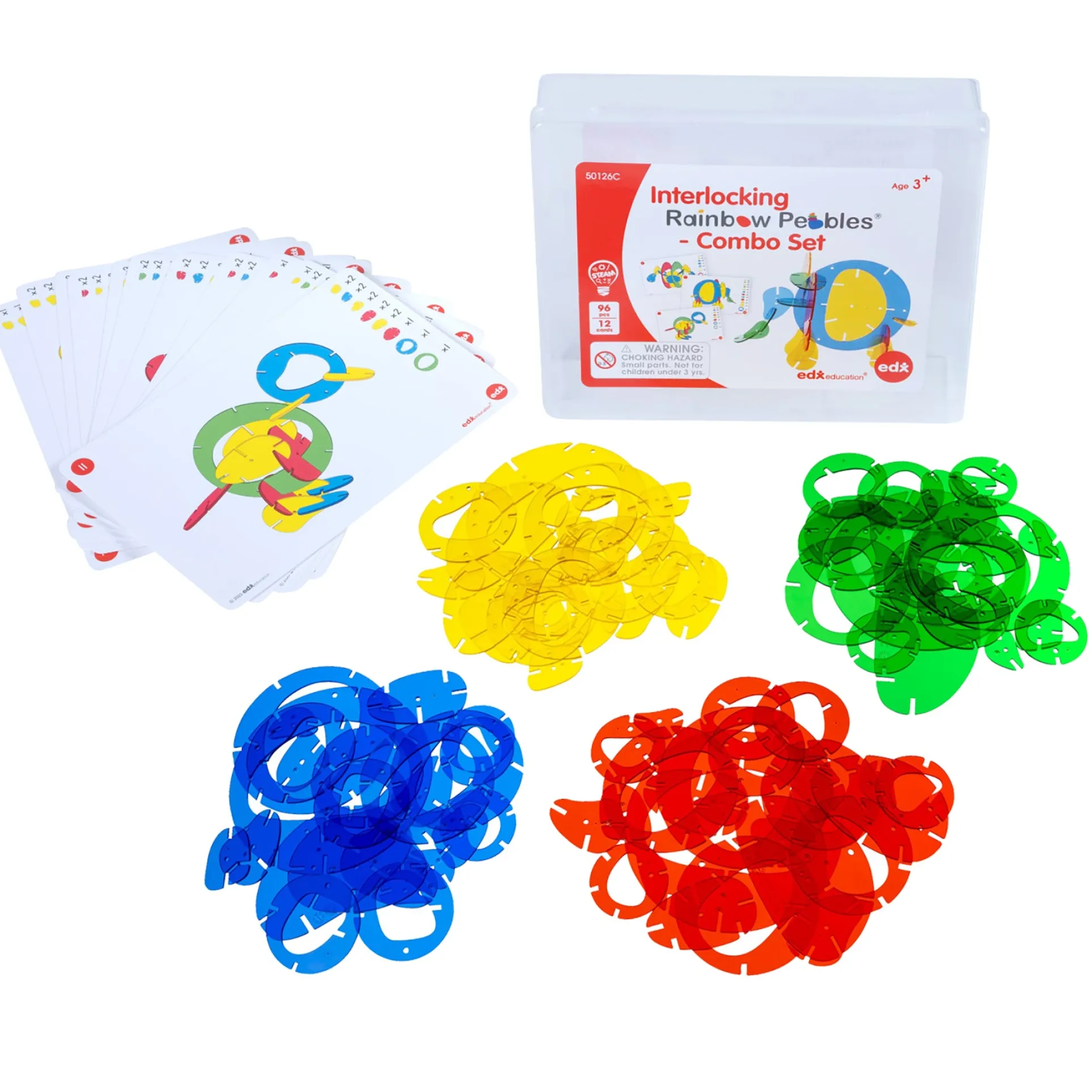 edxeducation Interlocking Rainbow Pebbles - Creative Building Set