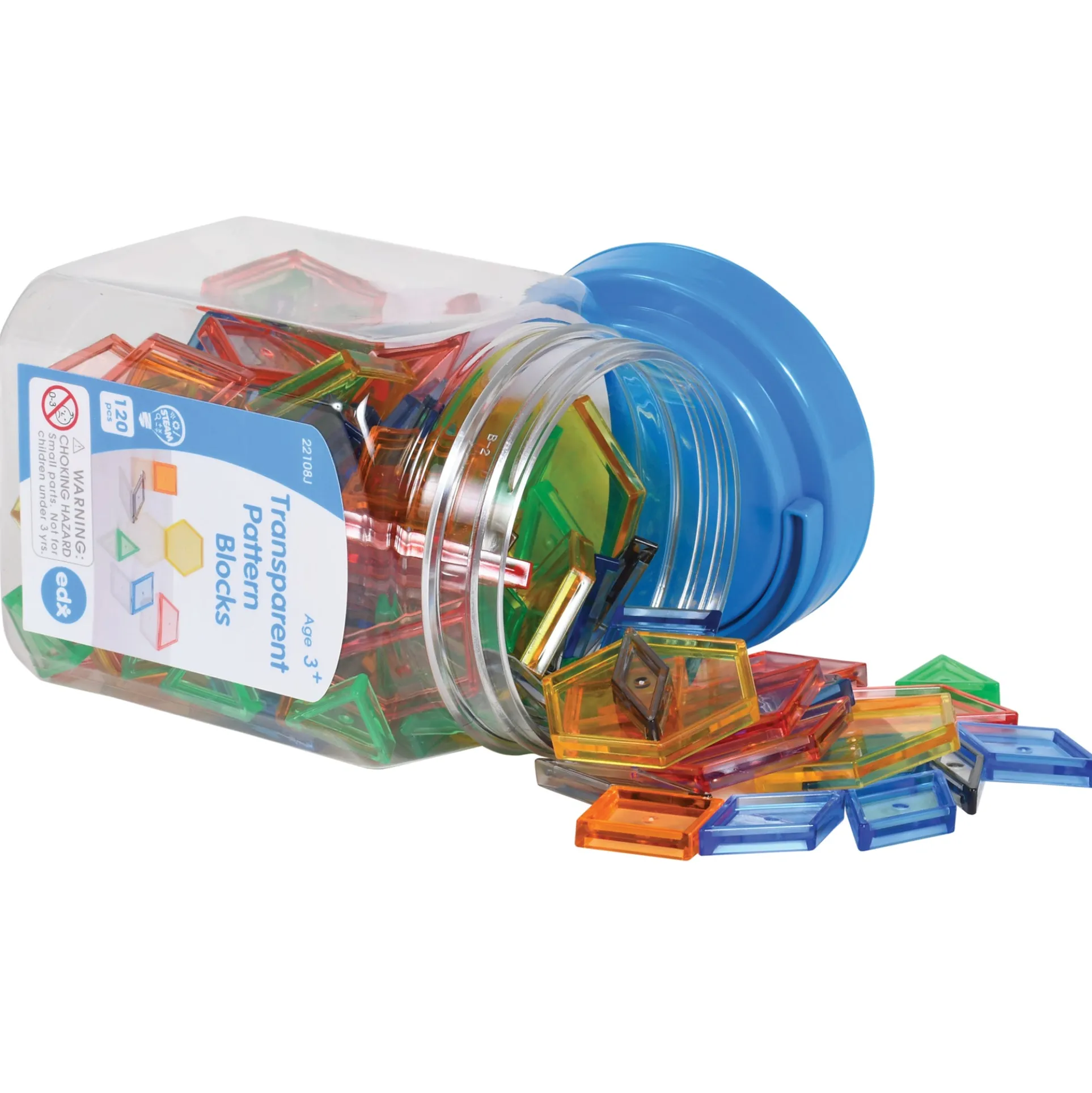 edxeducation Transparent Pattern Blocks - Mini Jar - 120 Pieces