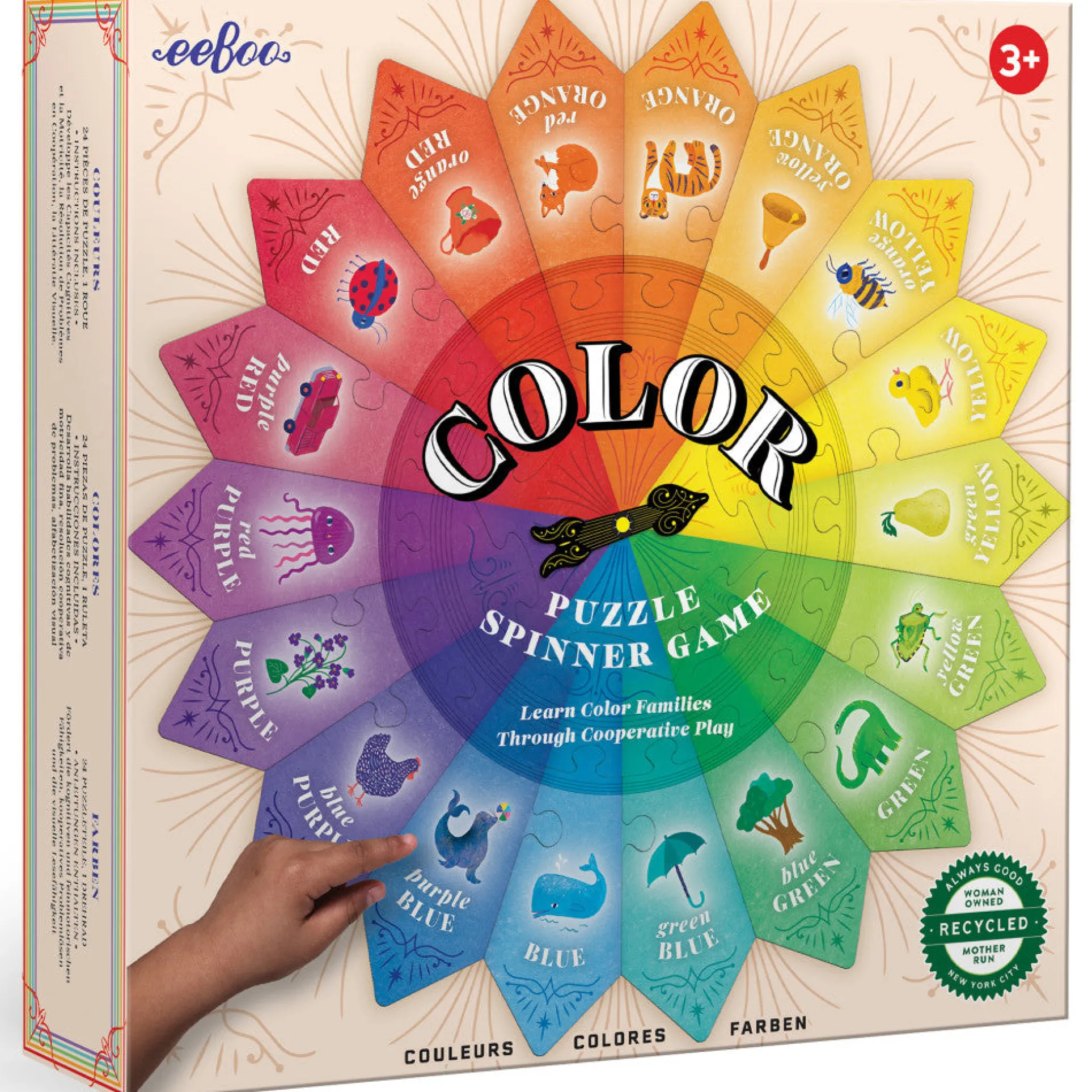 eeBoo Color Puzzle Spinner Game - Educational Toy, 24 Pieces, Ages 3+