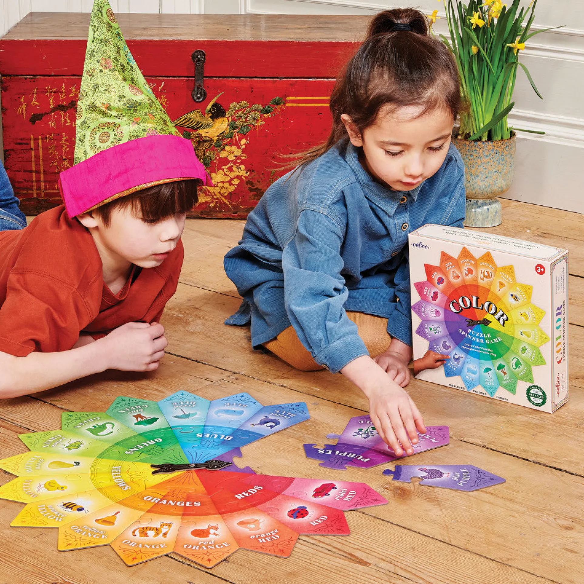 eeBoo Color Puzzle Spinner Game - Educational Toy, 24 Pieces, Ages 3+