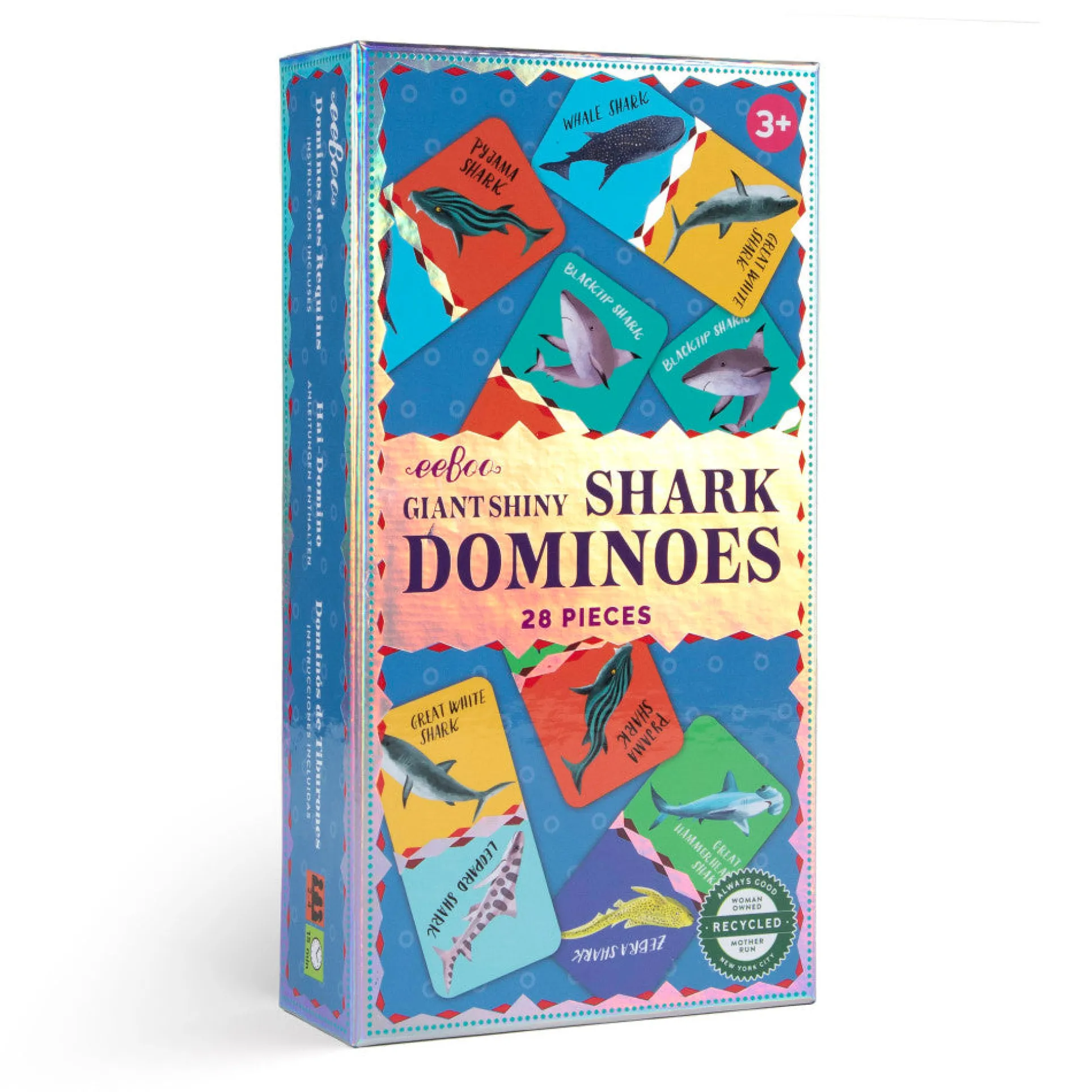 eeBoo Giant Shiny Shark Dominoes Set for 2-4 Players