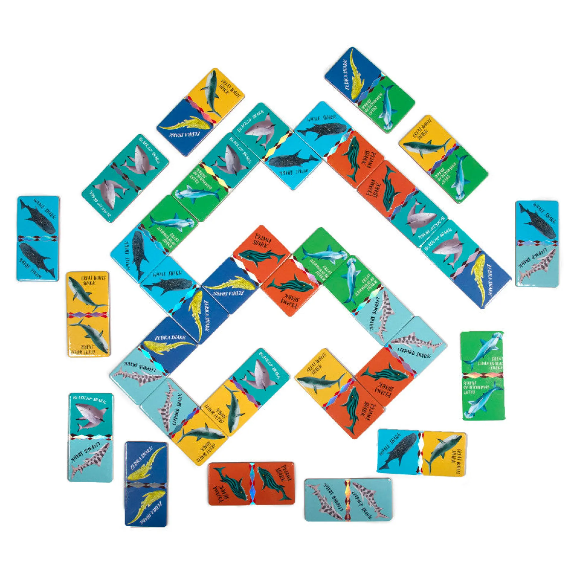 eeBoo Giant Shiny Shark Dominoes Set for 2-4 Players