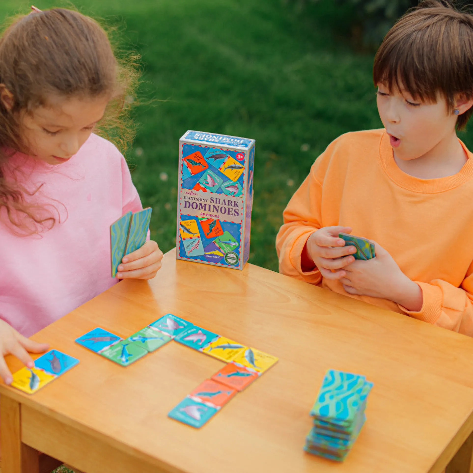 eeBoo Giant Shiny Shark Dominoes Set for 2-4 Players