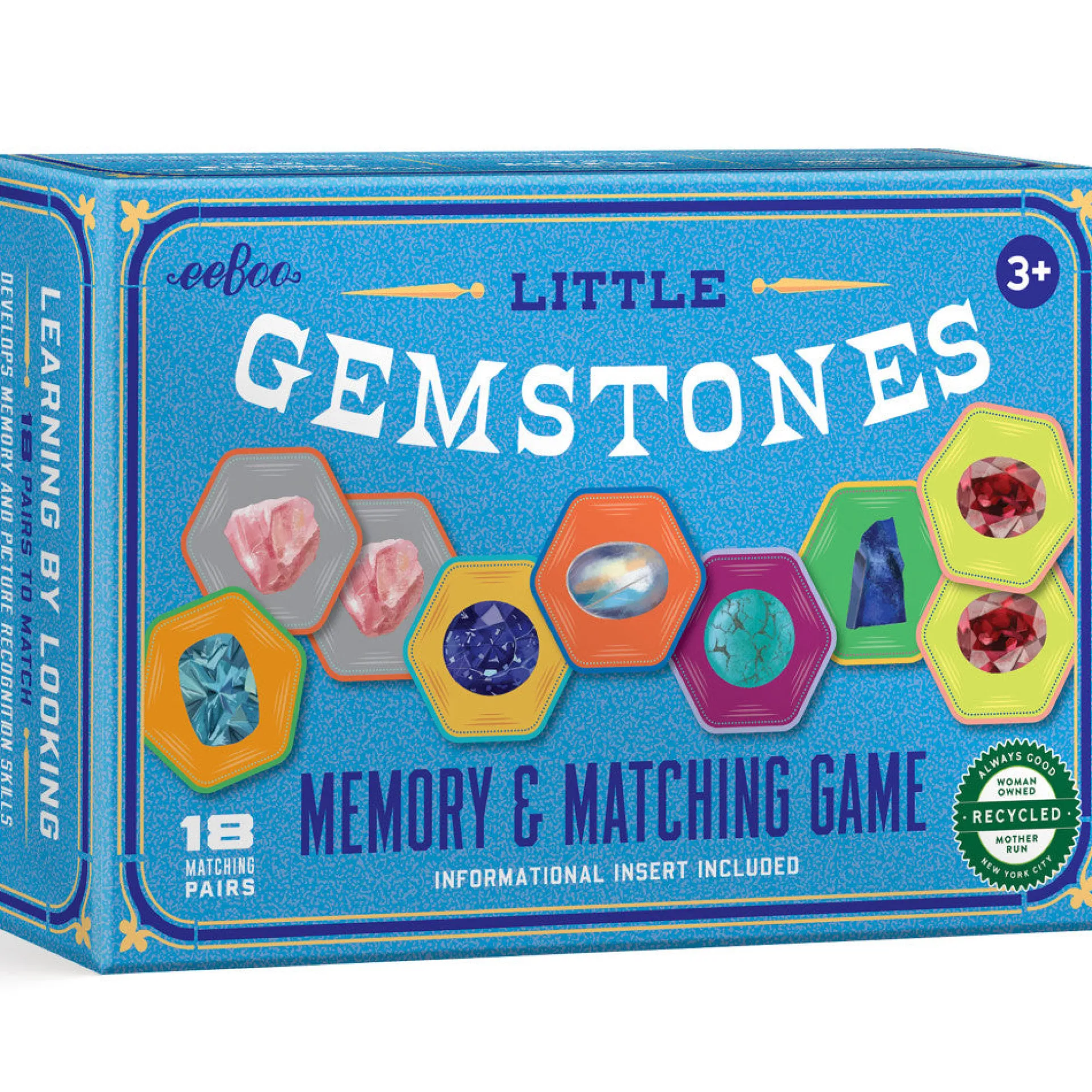 eeBoo Little Gemstones Memory & Matching Game for Kids Ages 5+