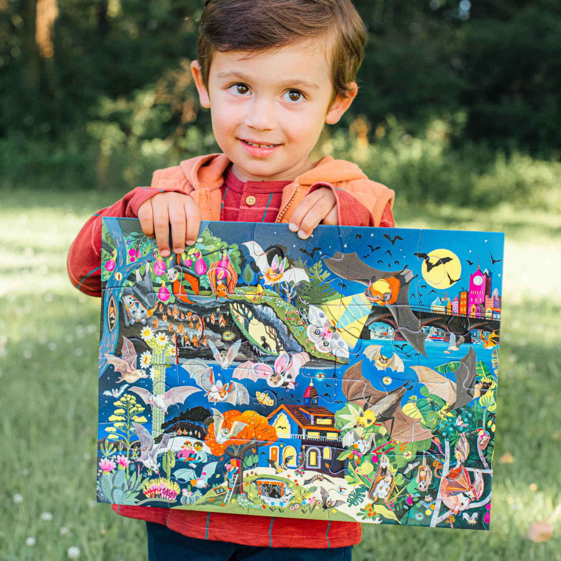 eeBoo Love of Bats Glow-in-the-Dark Jigsaw Puzzle - 20 pc