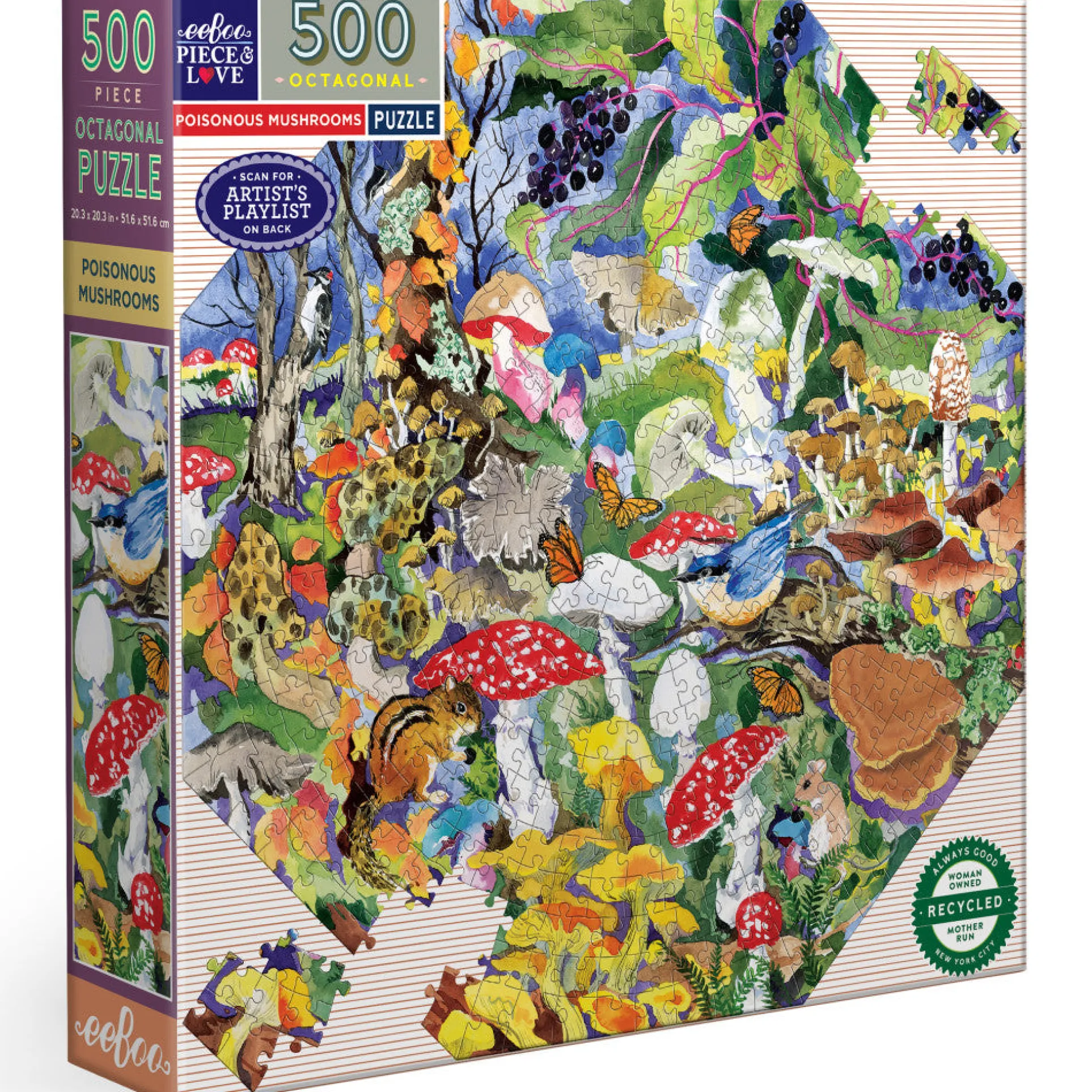 eeBoo Piece & Love: Poisonous Mushrooms Jigsaw - 500 pc