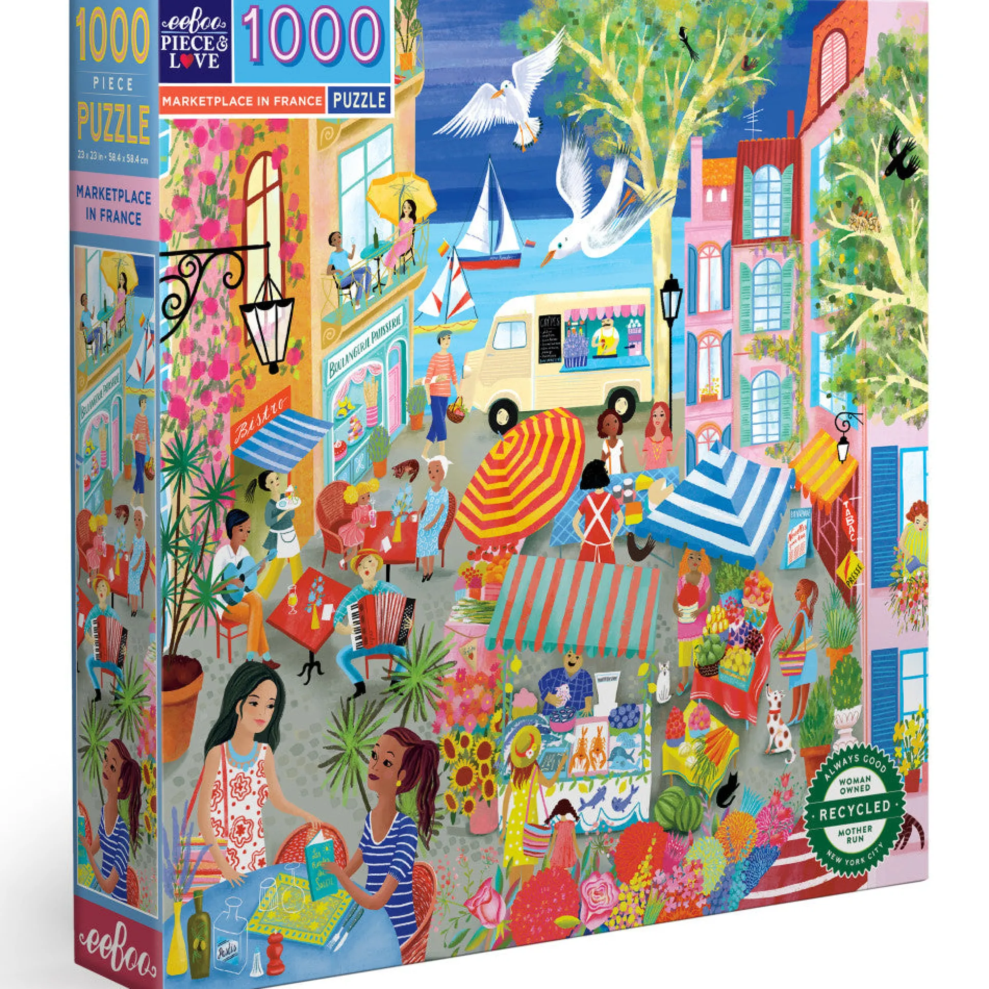 eeBoo Piece and Love Marketplace in France Jigsaw Puzzle - 1000 pc