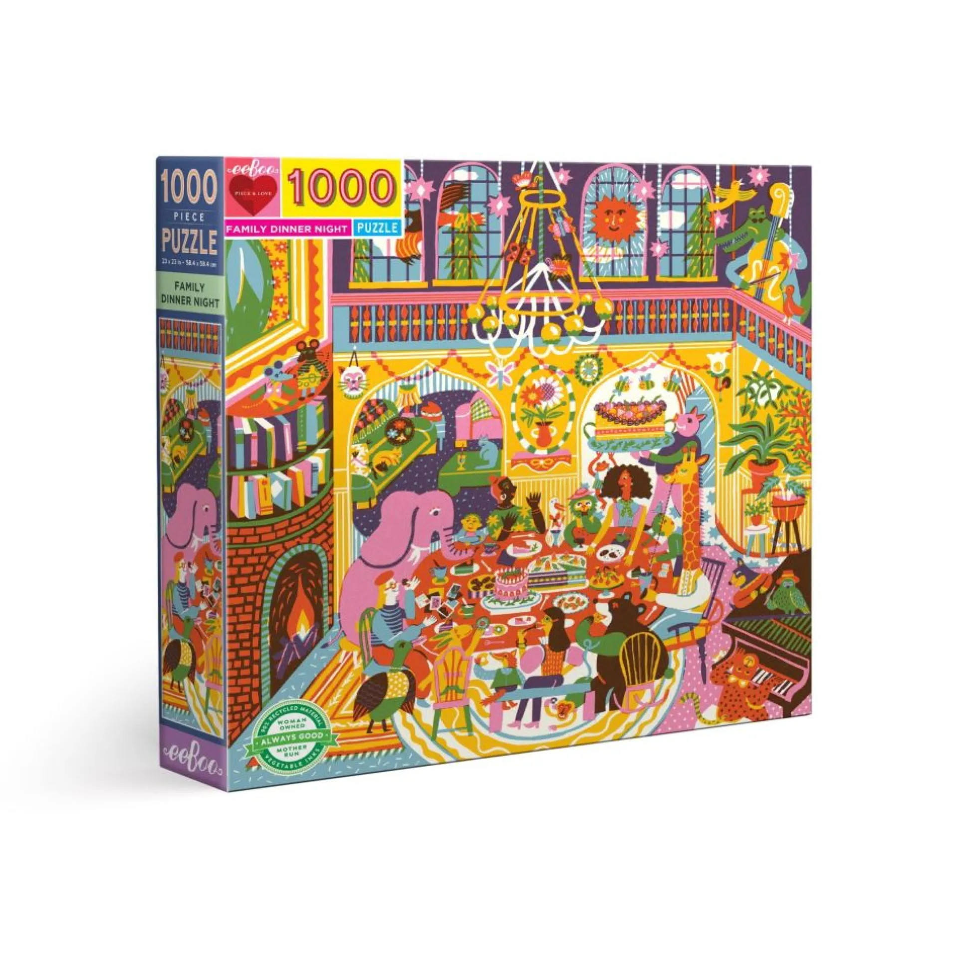 eeBoo Piece and Love Family Dinner Night Jigsaw Puzzle - 1000 pc