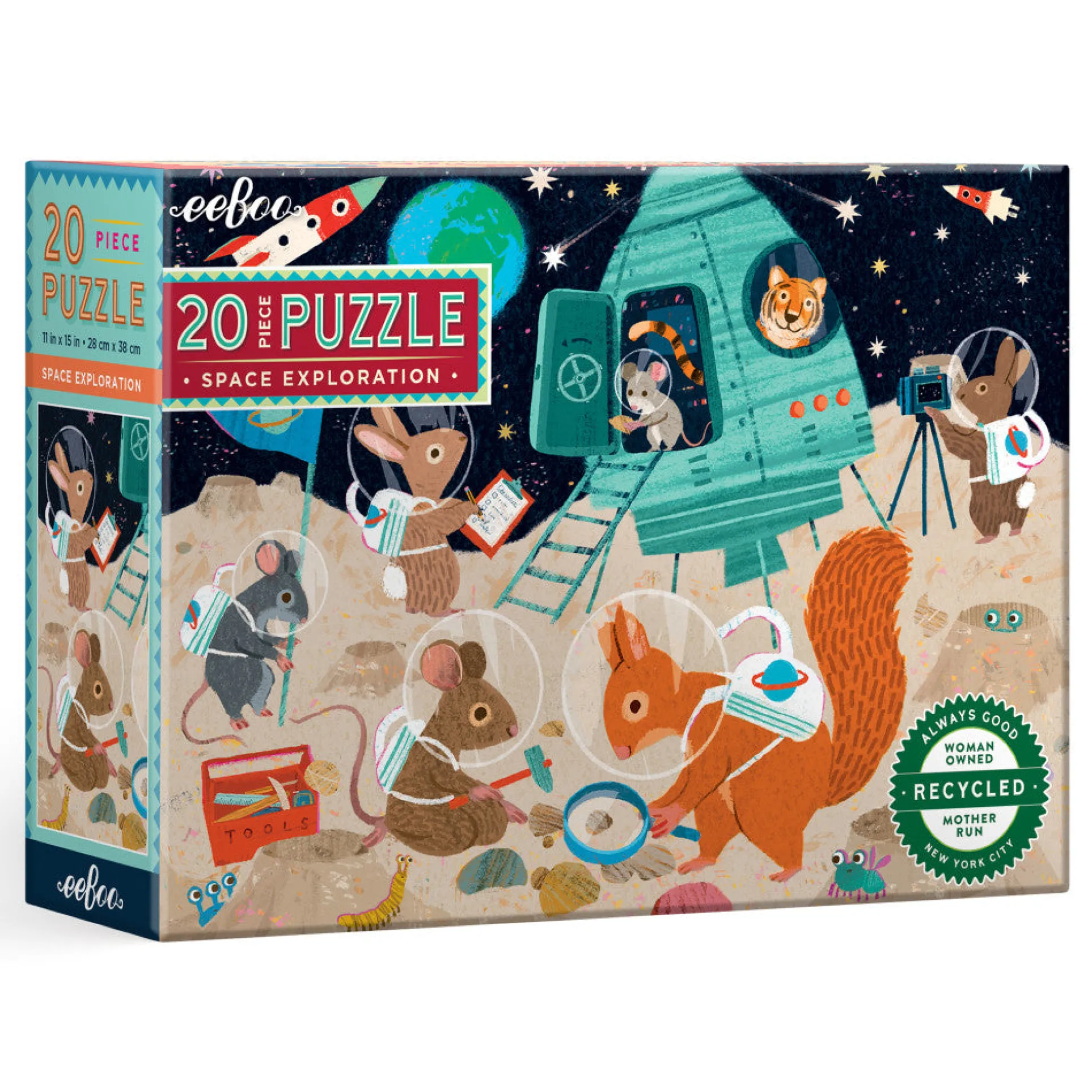 eeBoo Space Exploration 20-Piece Kids Jigsaw Puzzle, Ages 3+