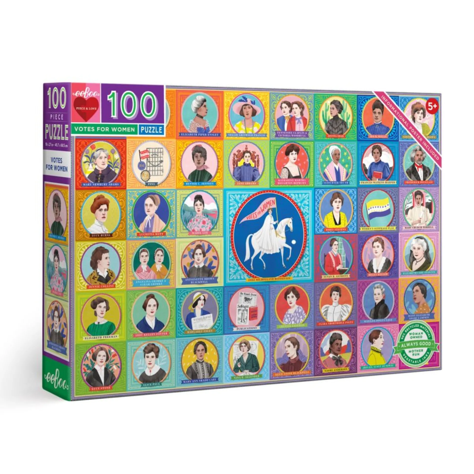 eeBoo Votes for Women 100-Piece Educational Jigsaw Puzzle