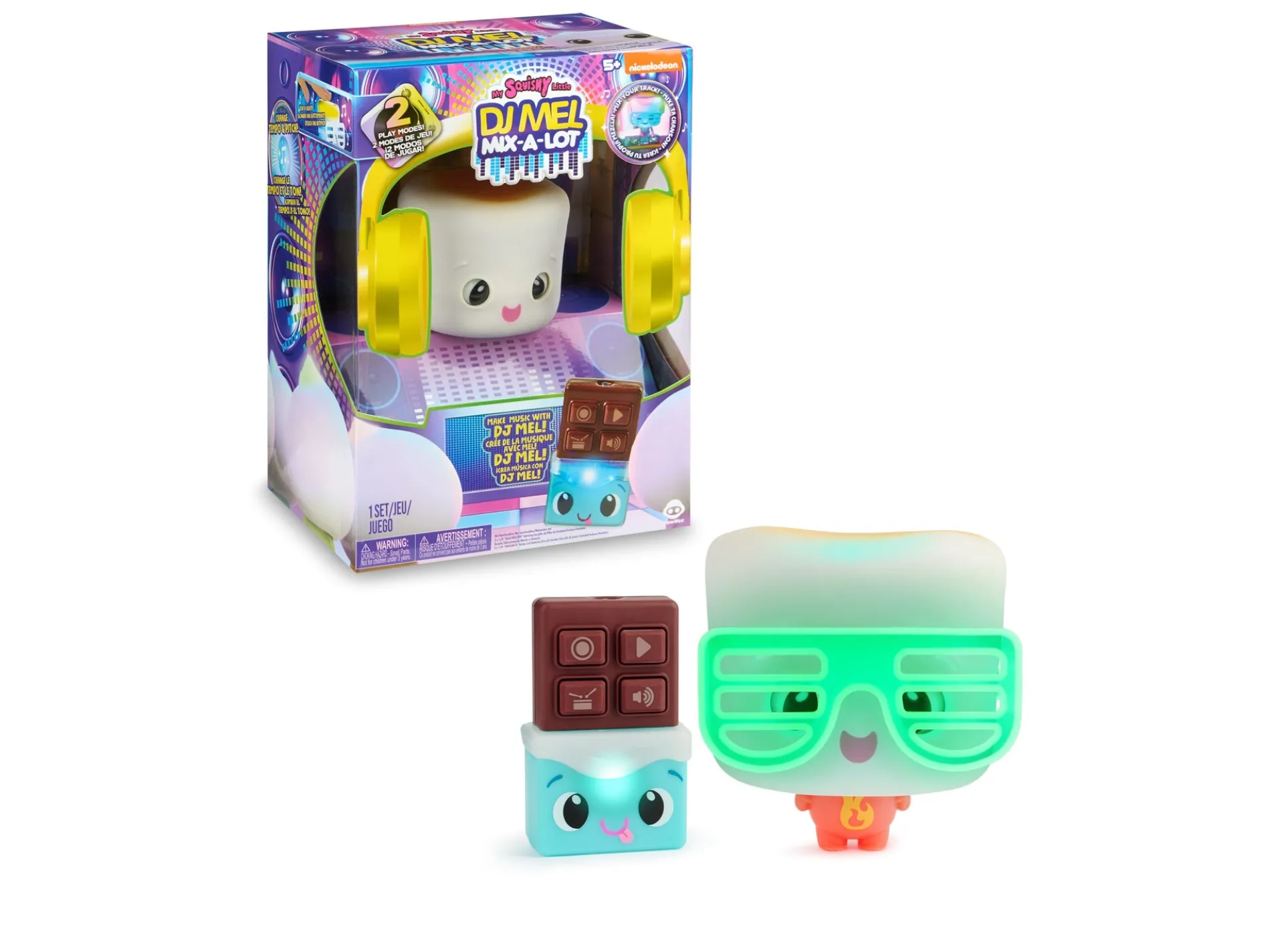 DJ Mixer Mel Mix-A-Lot Interactive Marshmallow Toy with Glow-in-the-Dark Glasses