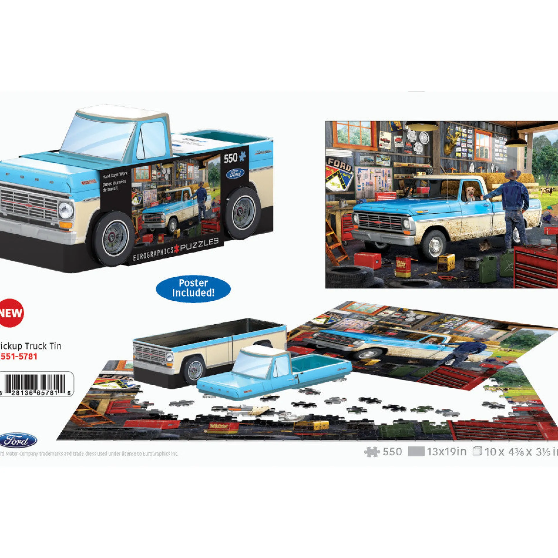Eurographics 1967 Ford Pick-Up Truck Puzzle - 550 pc Tin Edition