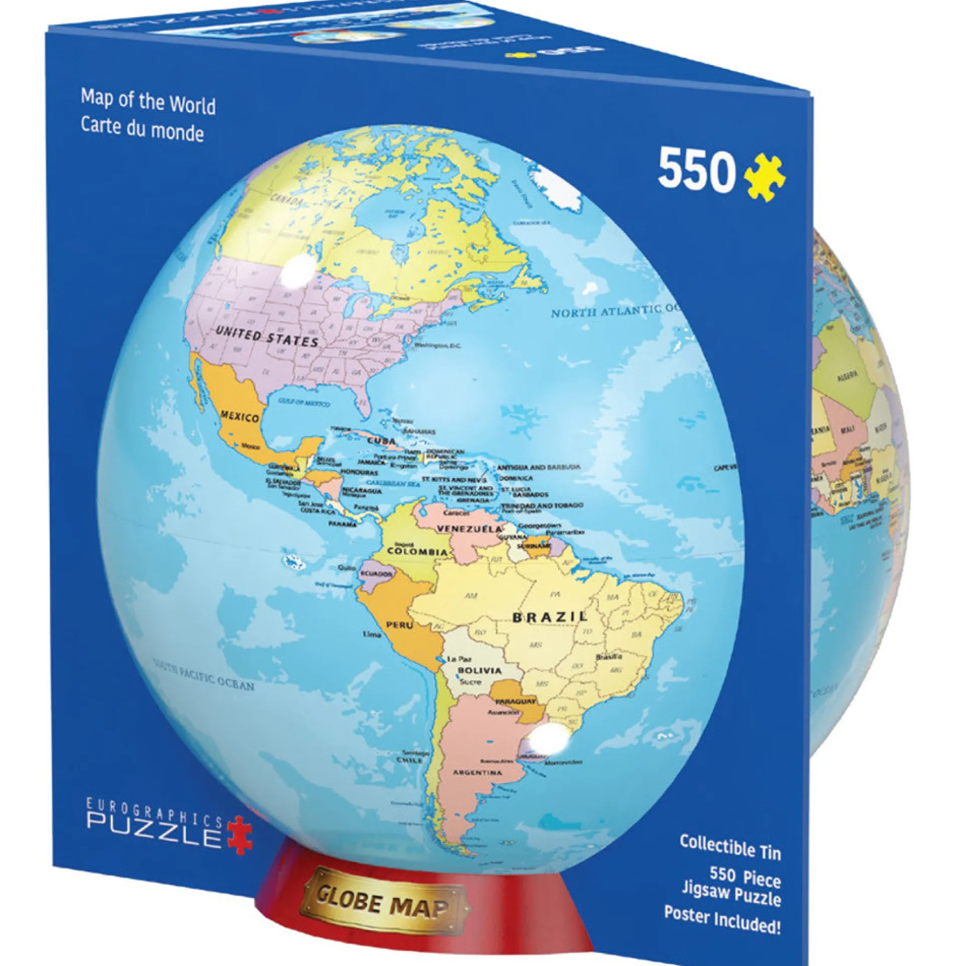 Eurographics World Map Jigsaw Puzzle in Decorative Tin - 550 Pieces