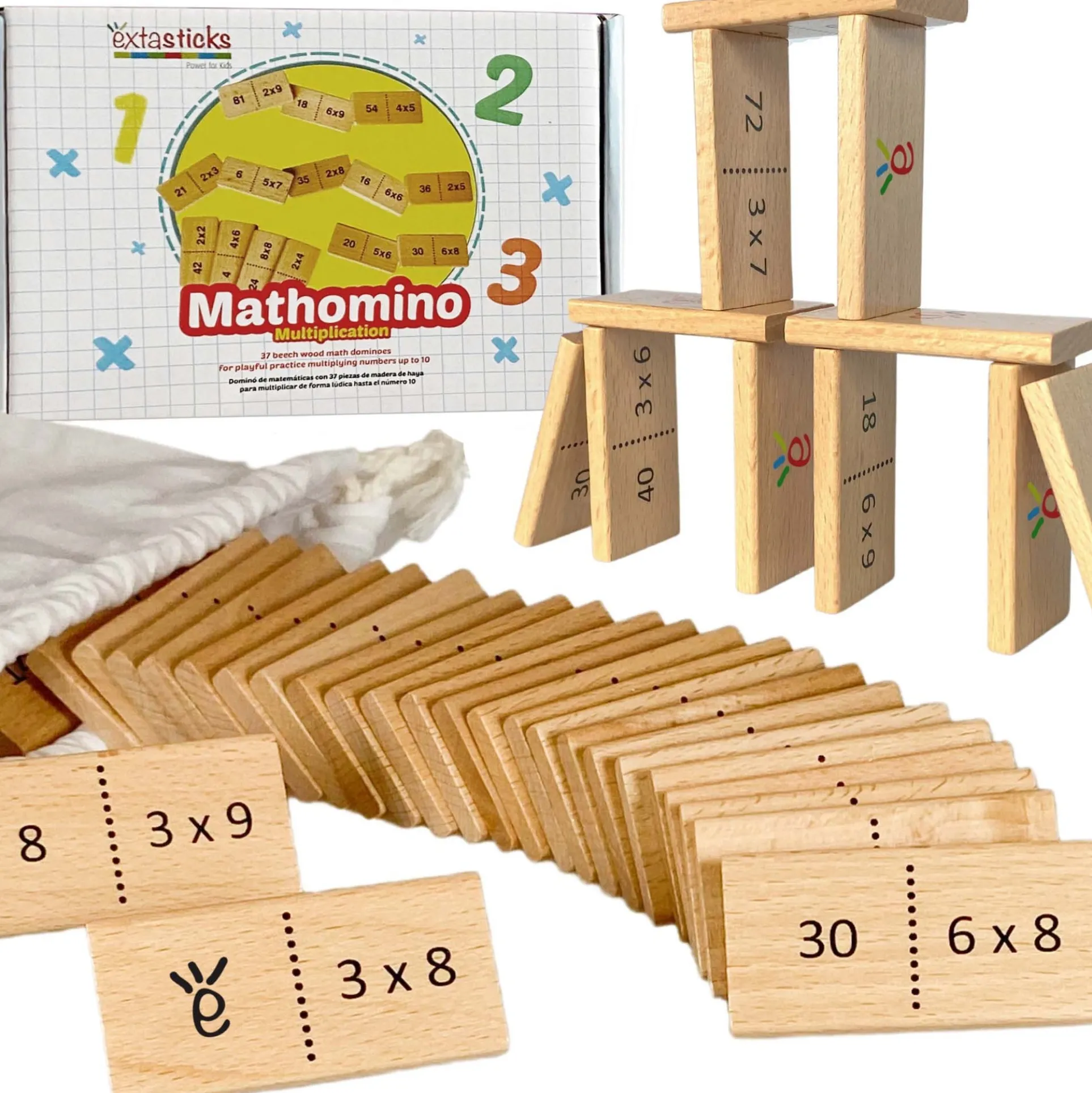 Extasticks Mathomino - Times Tables & Algebra Domino Game