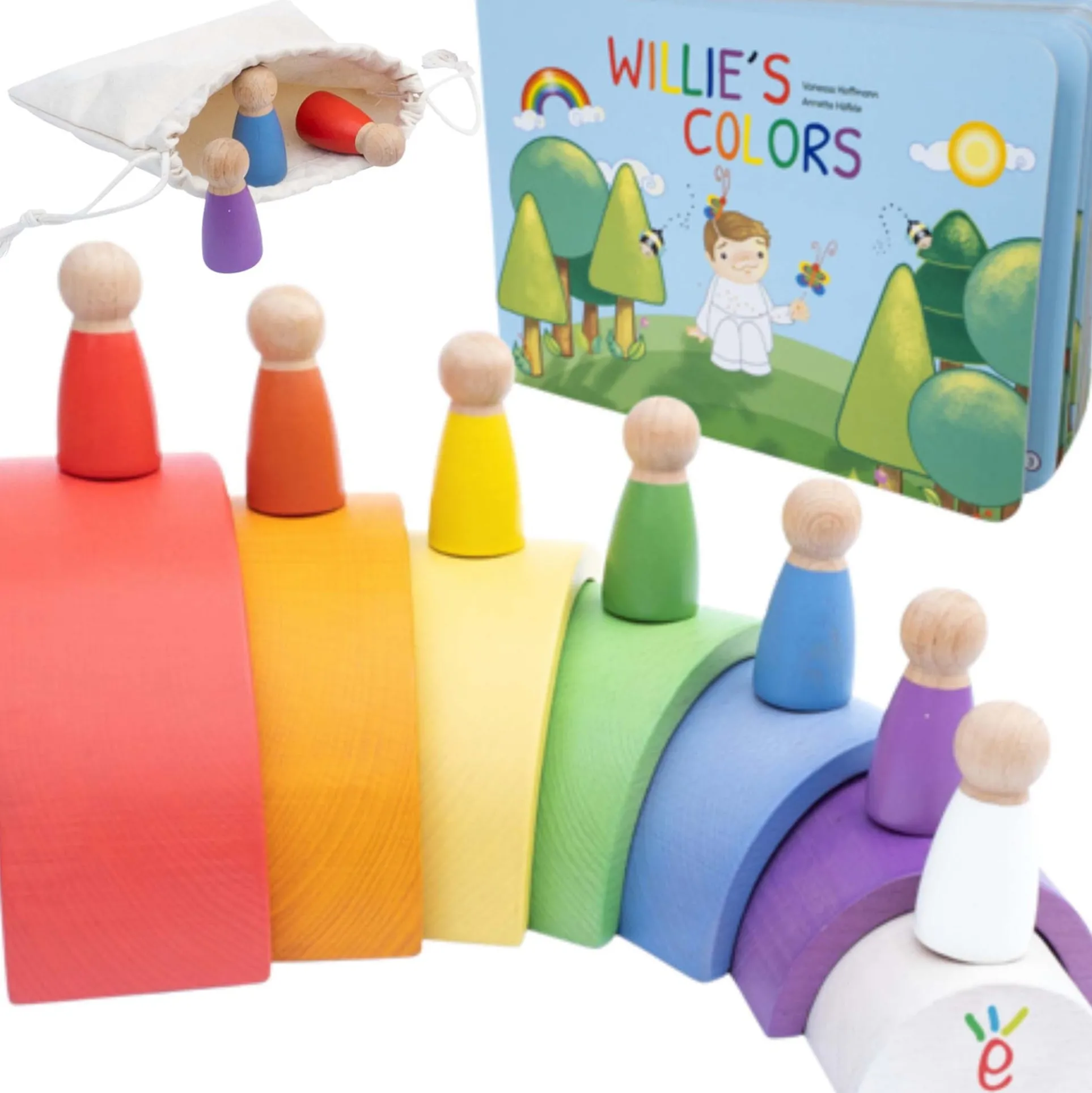 Extasticks Willie's Rainbow World - Wooden Arches and Peg Dolls Set