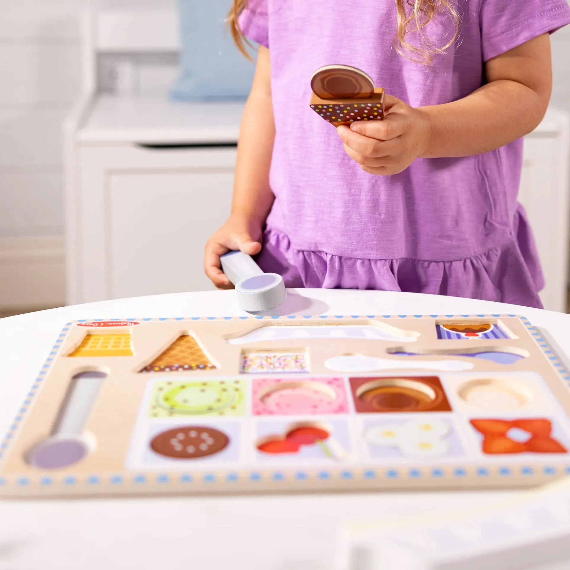 Melissa & Doug Magnetic Ice Cream Puzzle Set - Interactive Wooden Toy
