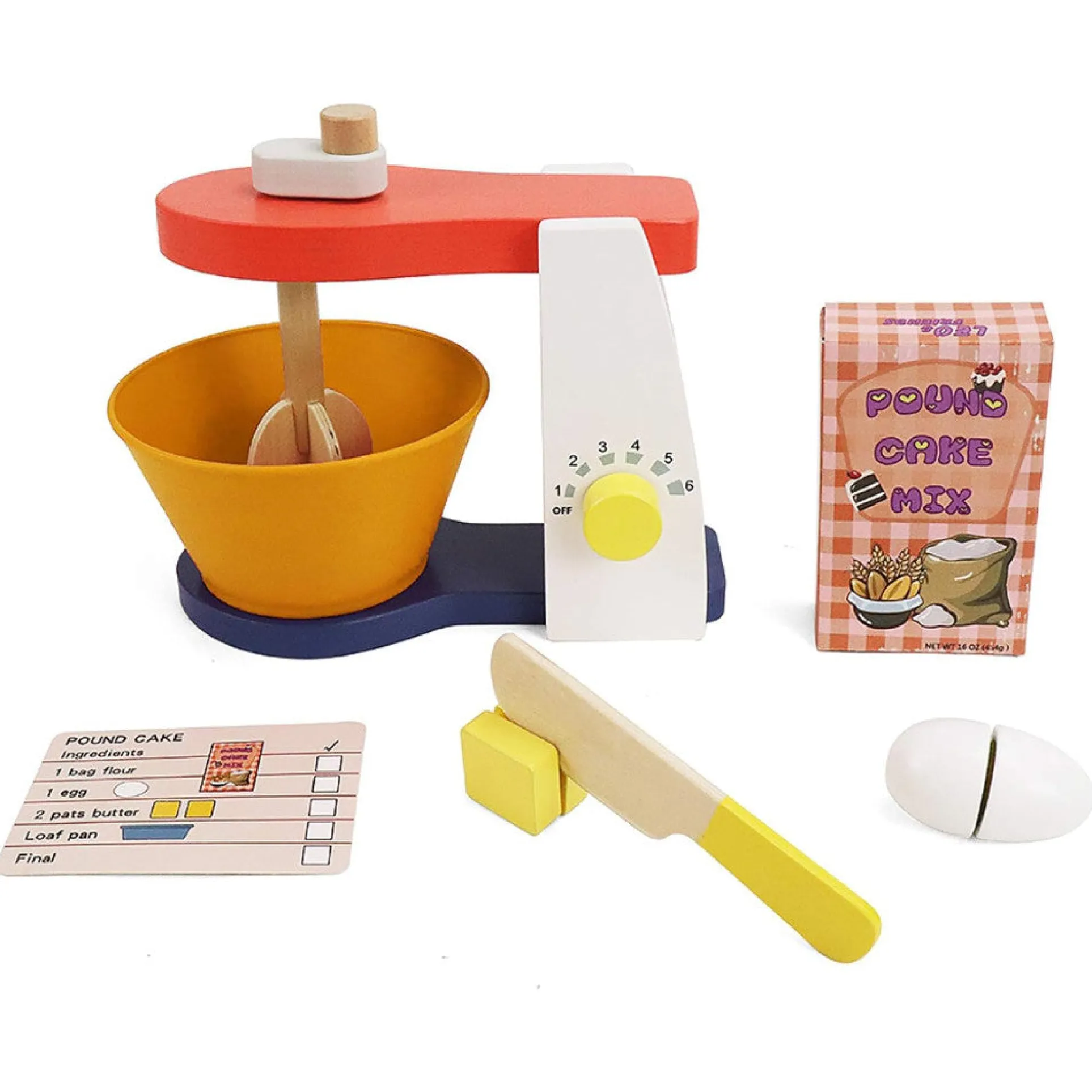 LEO & FRIENDS Wooden Mixer Set - 9pc Make-A-Cake Kit