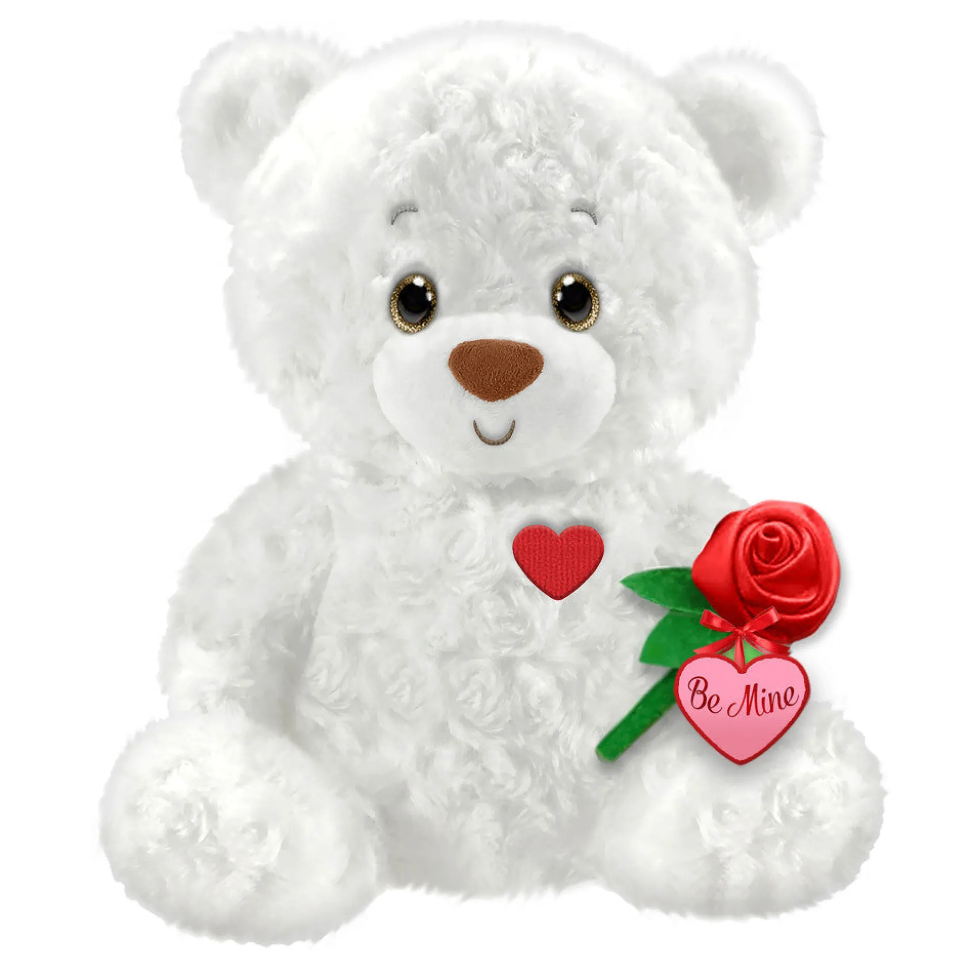 First and Main 10 Inch Valentine Bear - Oscar, White with Red Heart