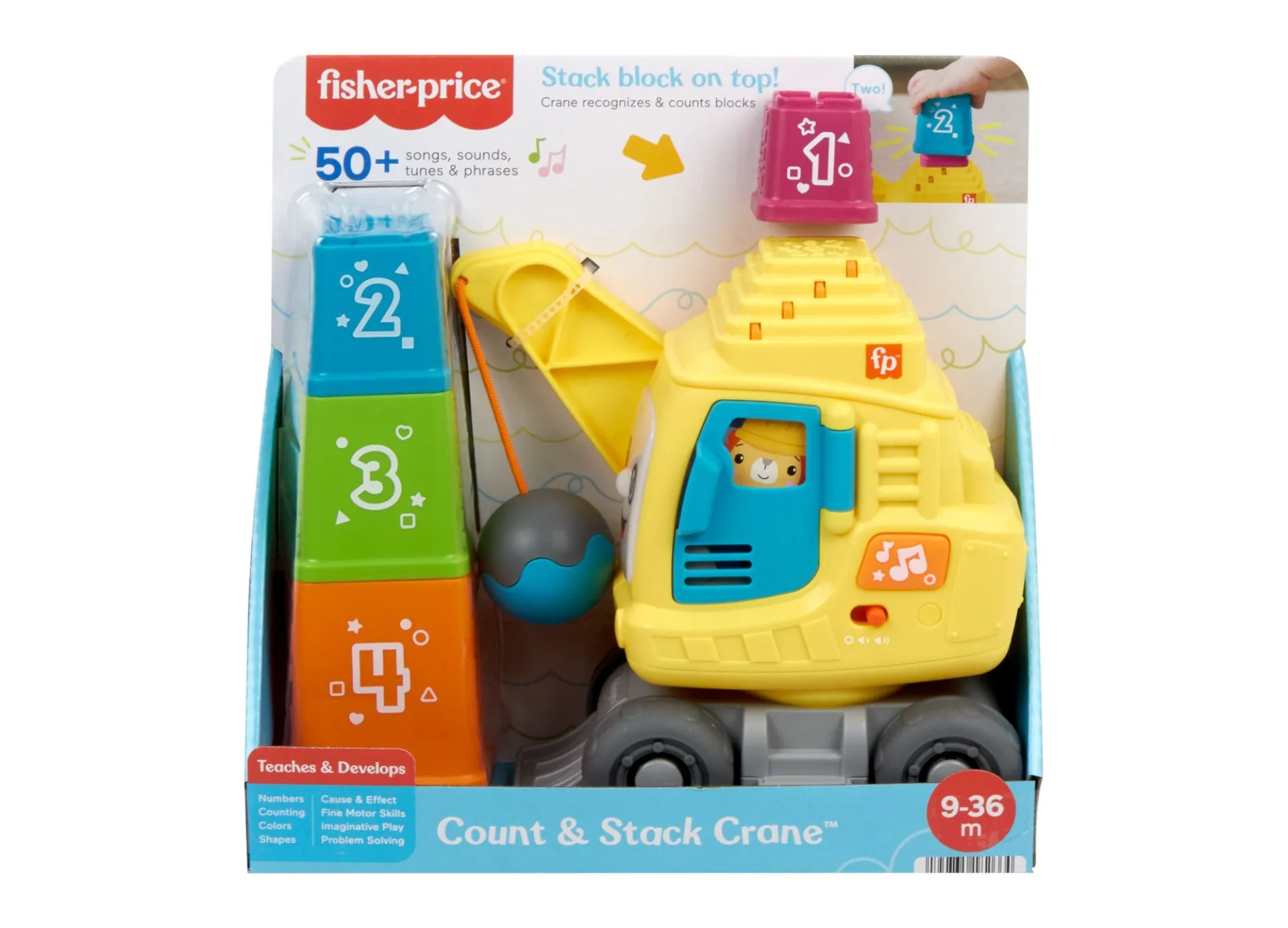 Fisher-Price Count and Stack Crane Learning Toy with Light-Up Blocks