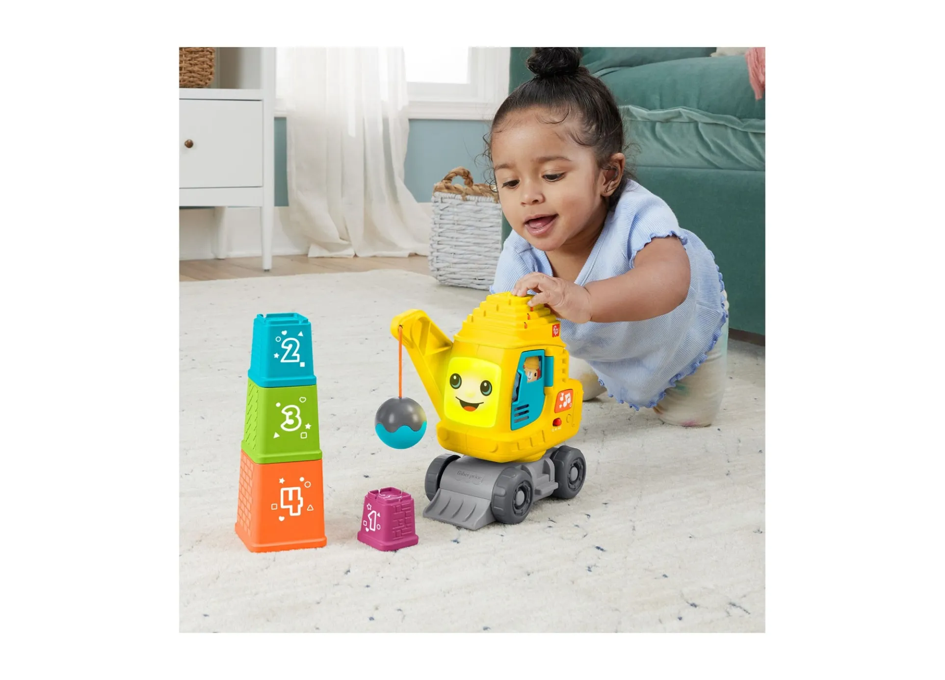 Fisher-Price Count and Stack Crane Learning Toy with Light-Up Blocks