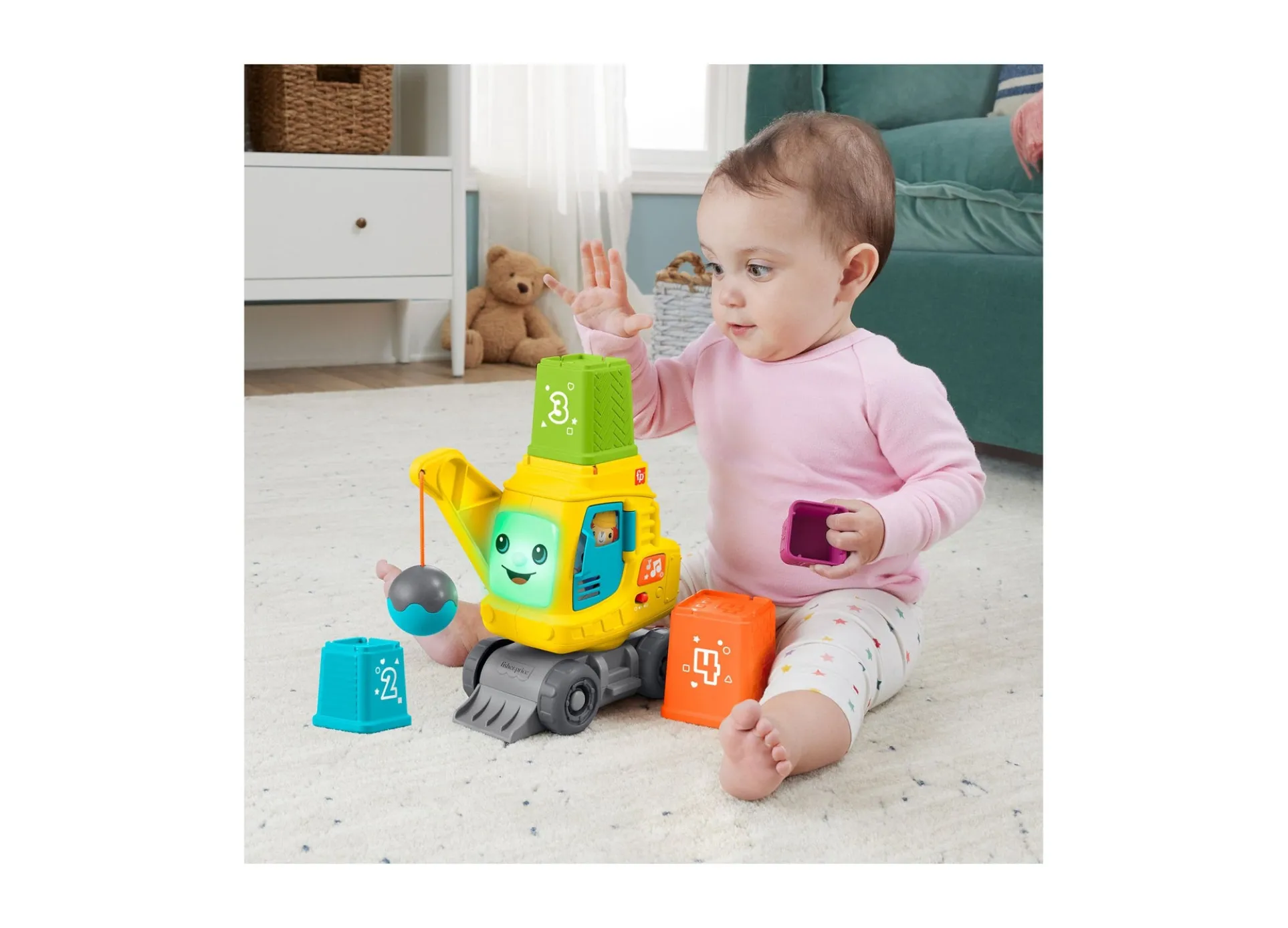 Fisher-Price Count and Stack Crane Learning Toy with Light-Up Blocks