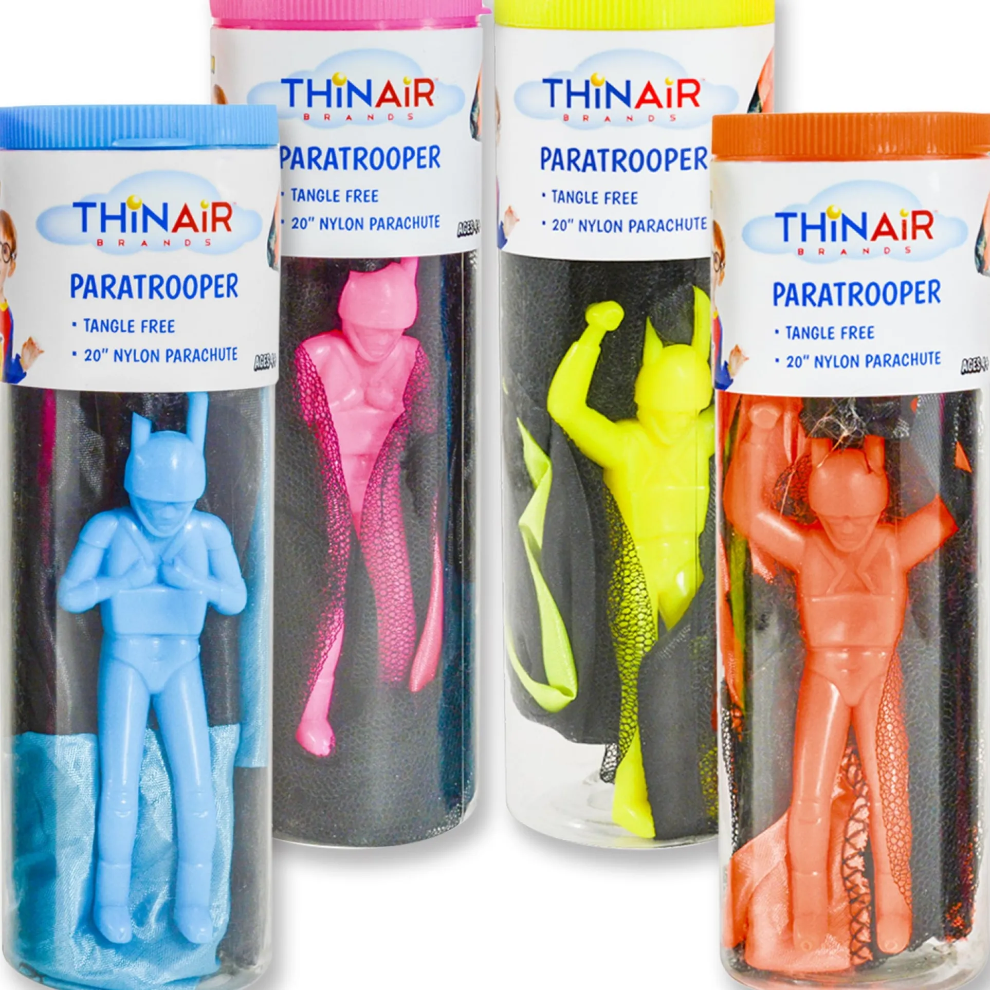 Flight Line Paratrooper Play Set - 4pk 20" Tangle-Free Parafigurines for Kids