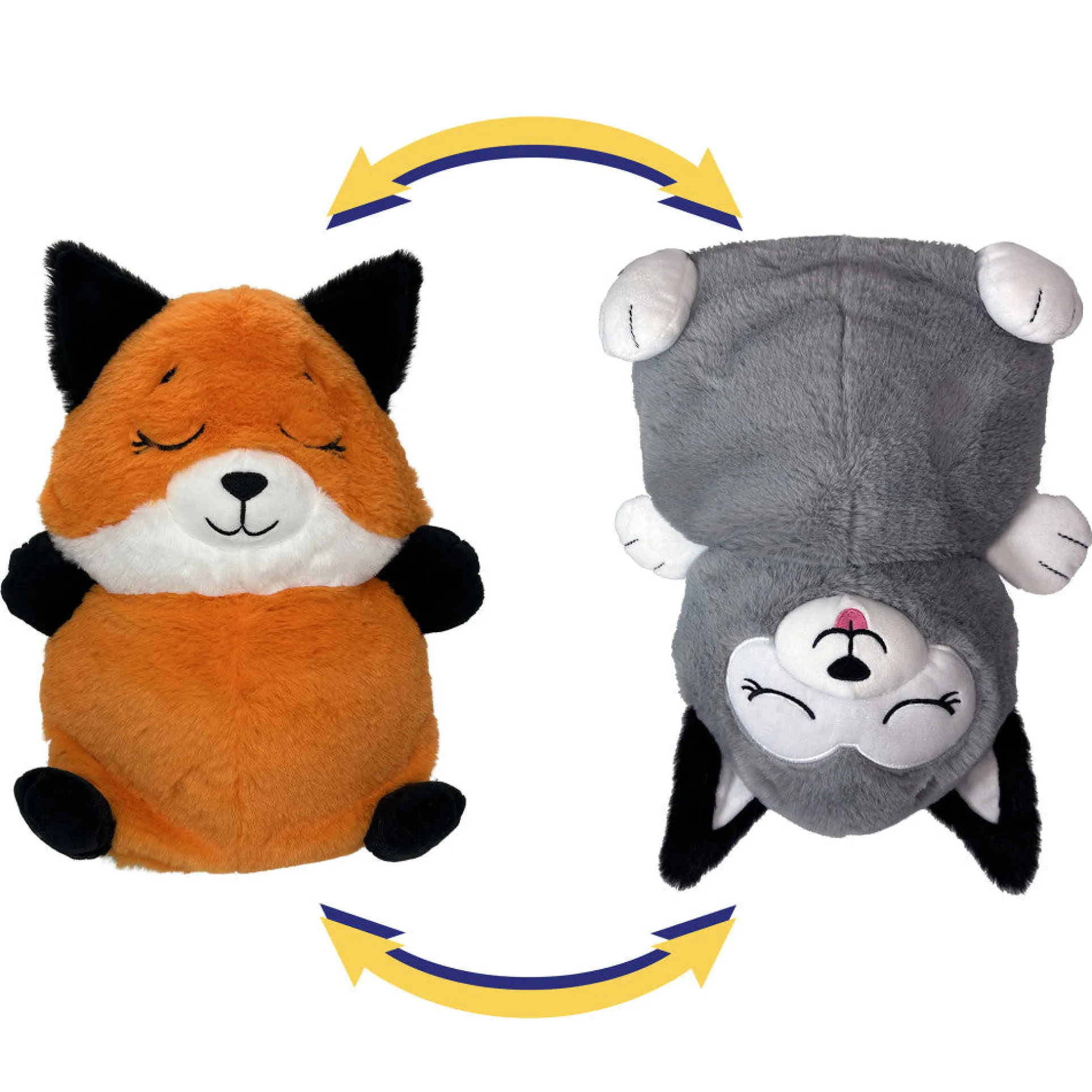 FlipaZoo 2-In-1 Plush Fox to Husky - Snuggly Transforming Animal Pillow