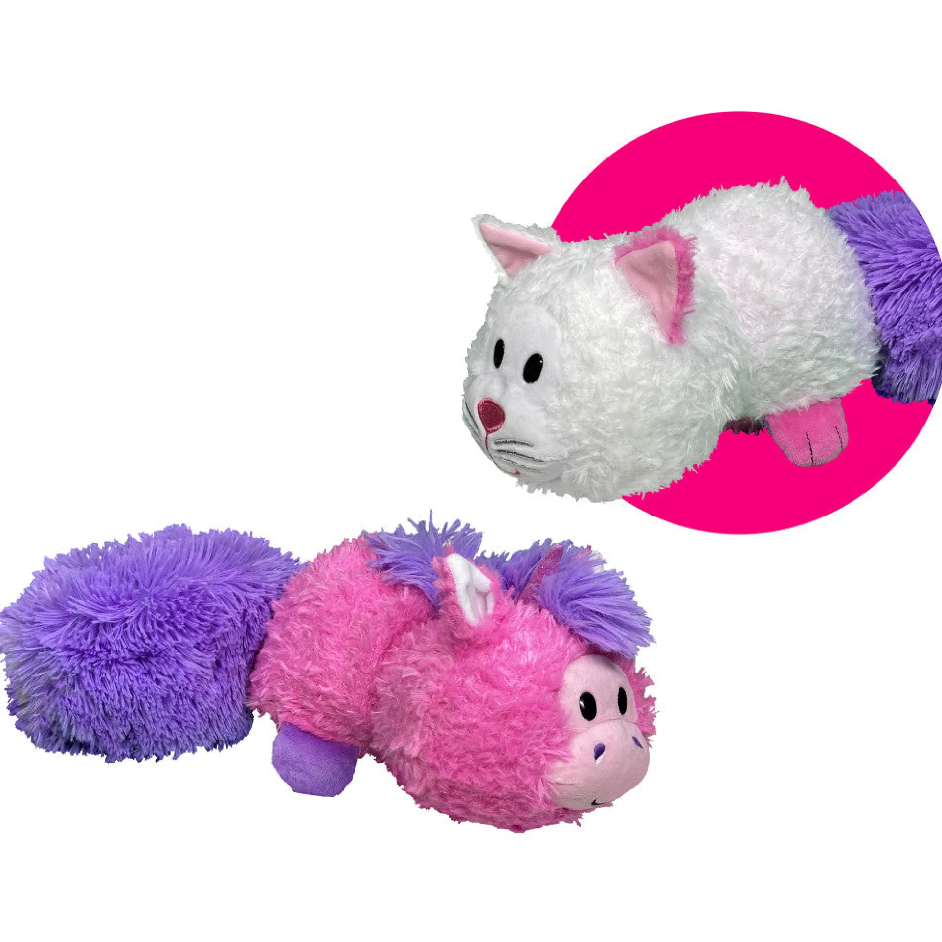 FlipaZoo Magic Tails 2-in-1 Plush - Pink Unicorn to White Cat 14 Inch Cuddly Pillow