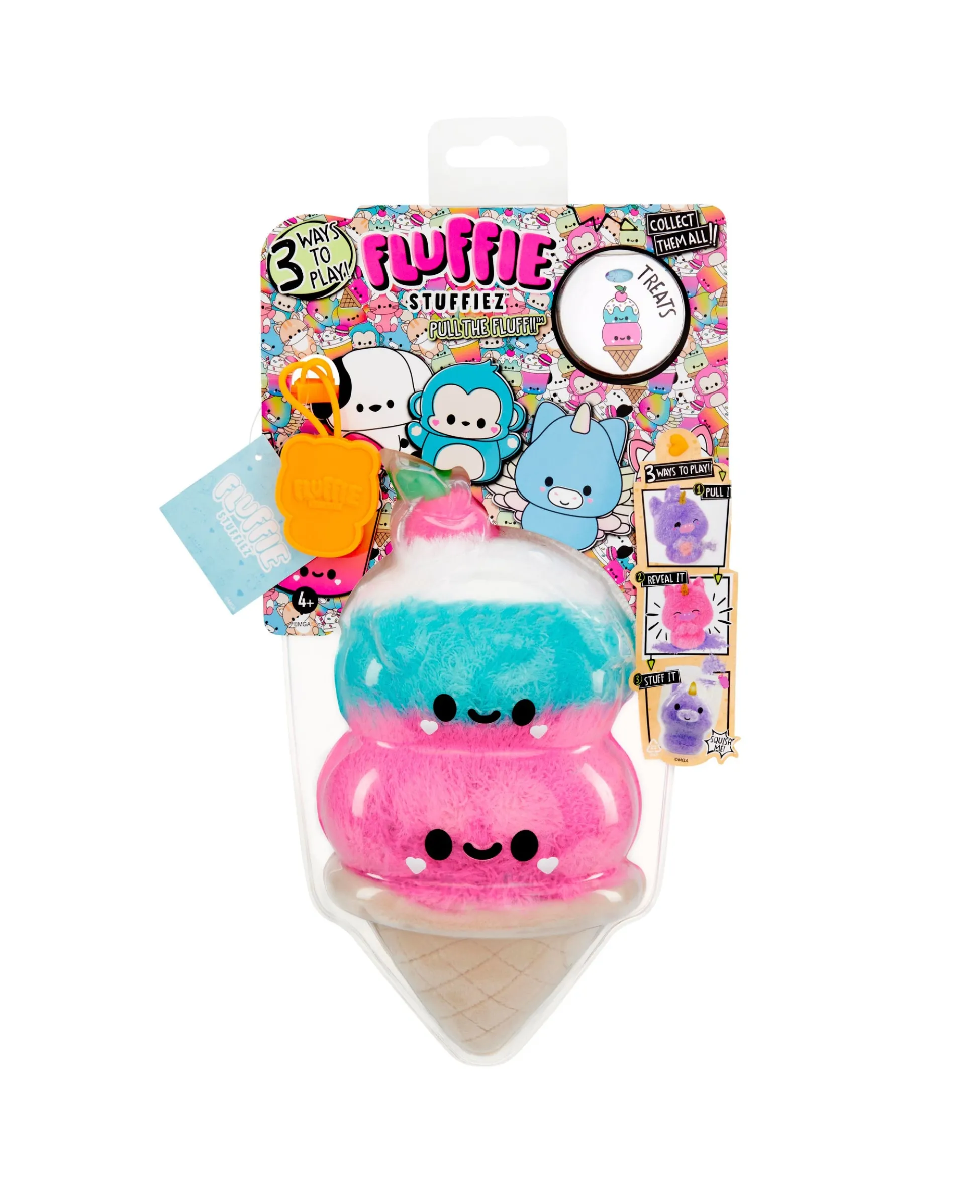 Fluffie Stuffiez 3-in-1 Interactive Small Plush Double Scoop Ice Cream